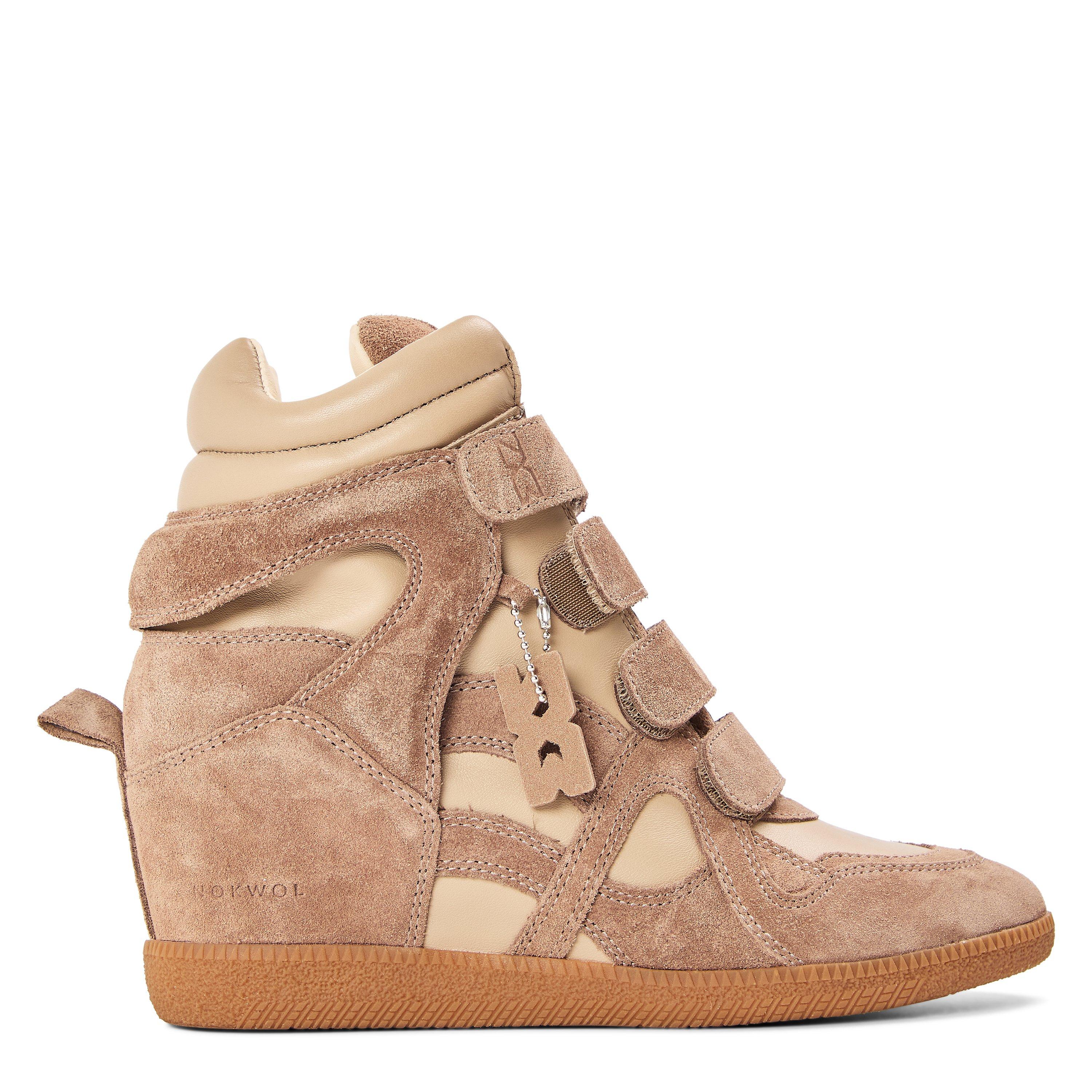 Nokwol Women's Eden Wedge Trainers In Taupe
