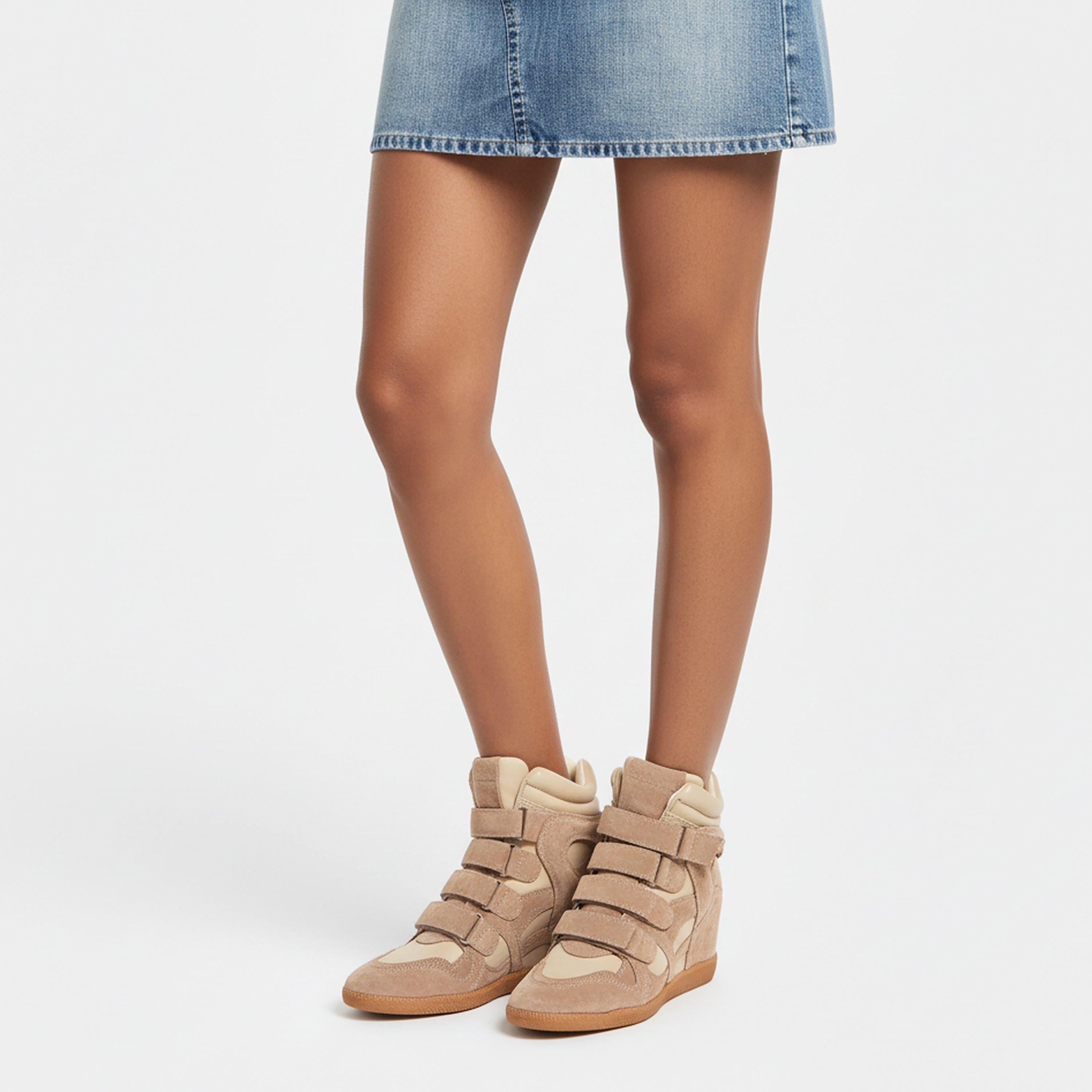 Taupe - NOKWOL - Women's Eden Wedge Trainers - 3