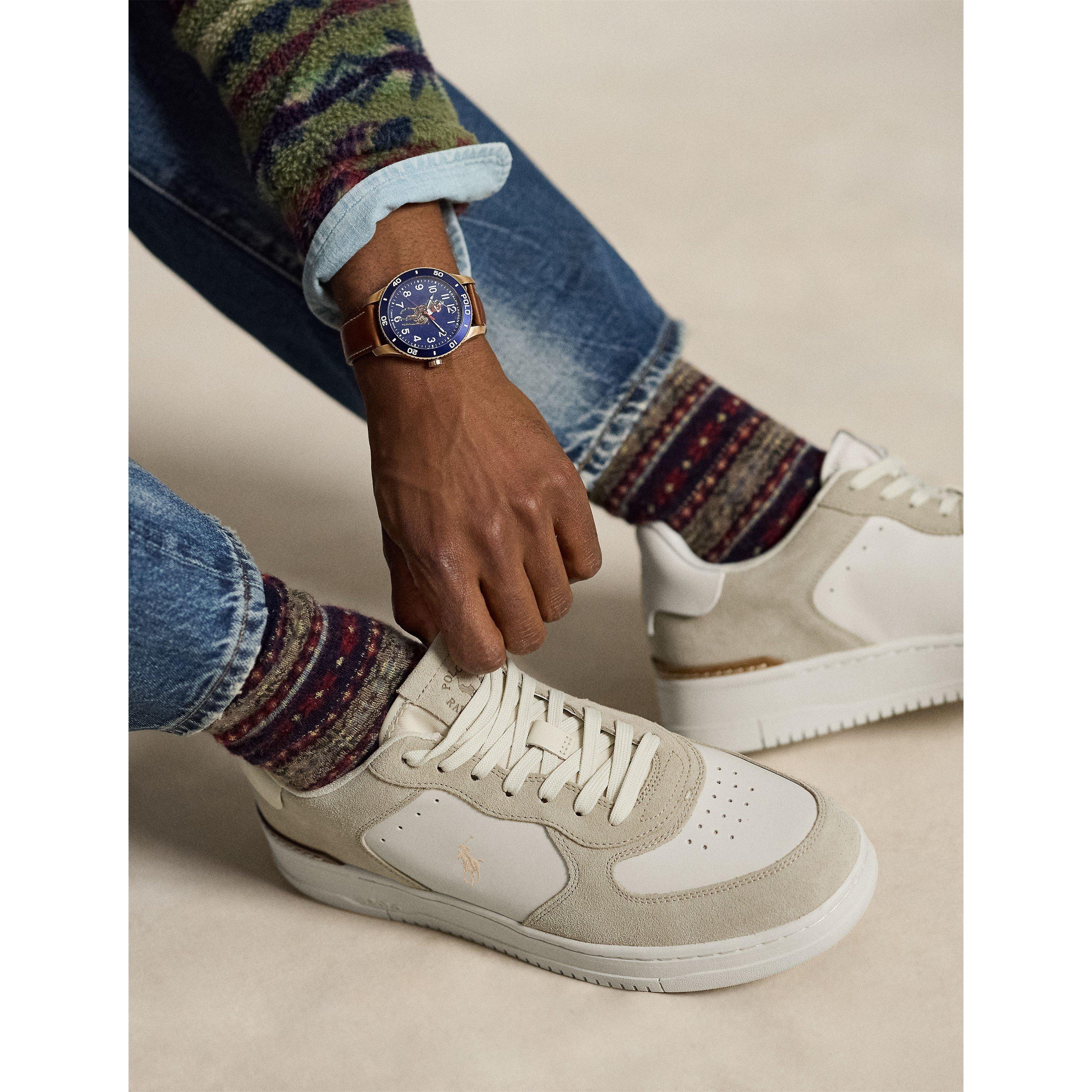 M/shake Ecru - Polo Ralph Lauren - Men's Masters Court Leather Trainers - 3