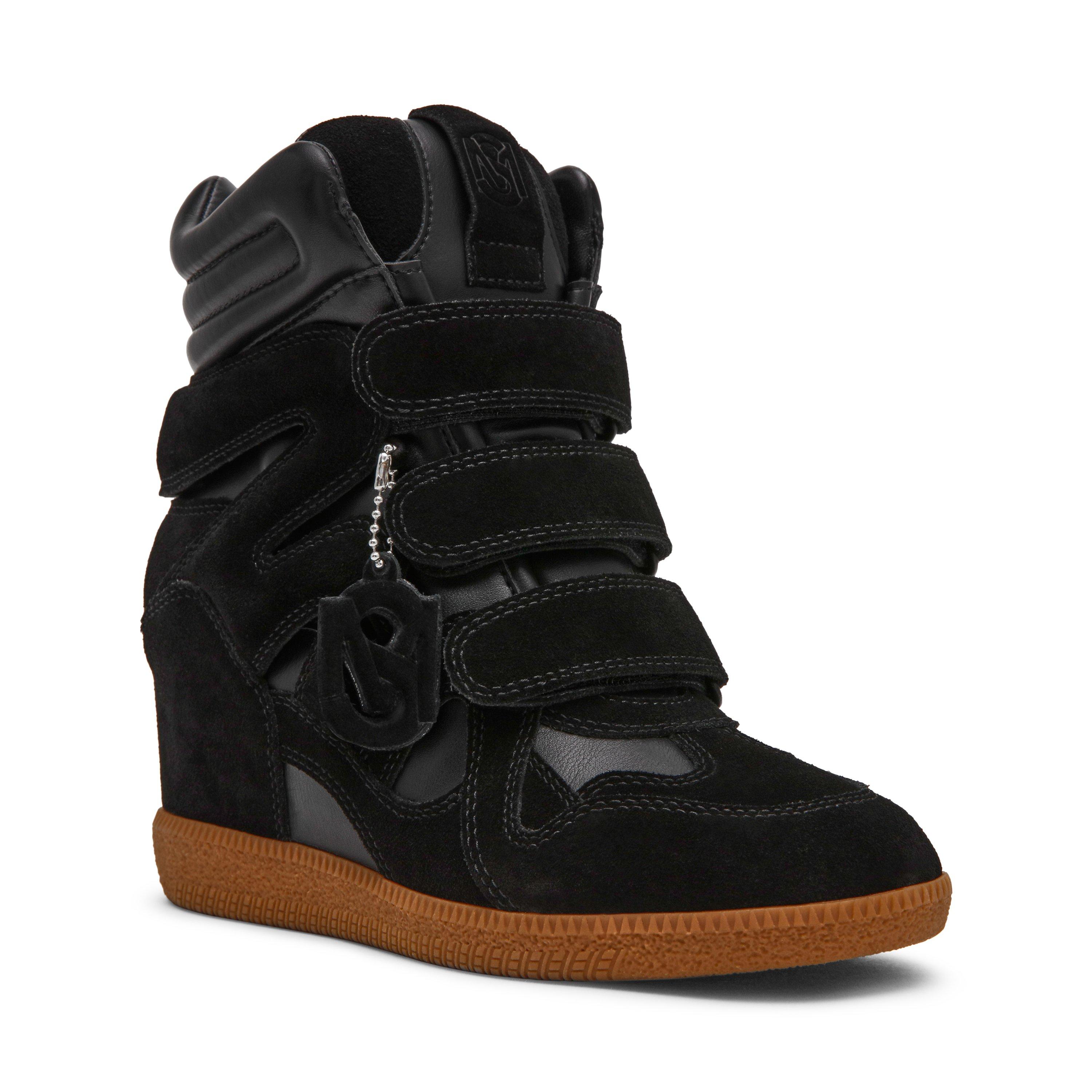 Black Sue - Steve Madden - Women's Mavis Suede Wedge Trainers - 2