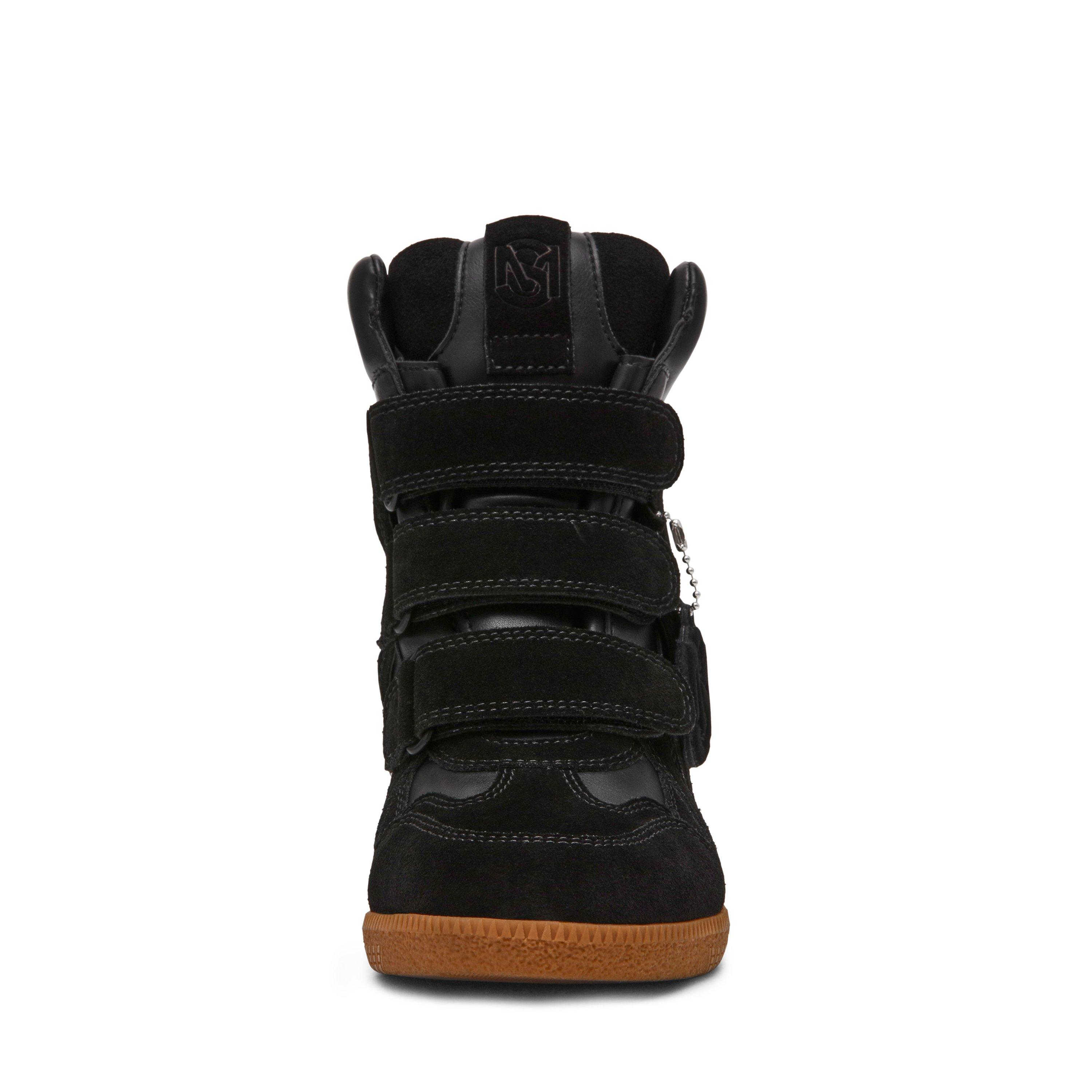 Black Sue - Steve Madden - Women's Mavis Suede Wedge Trainers - 4