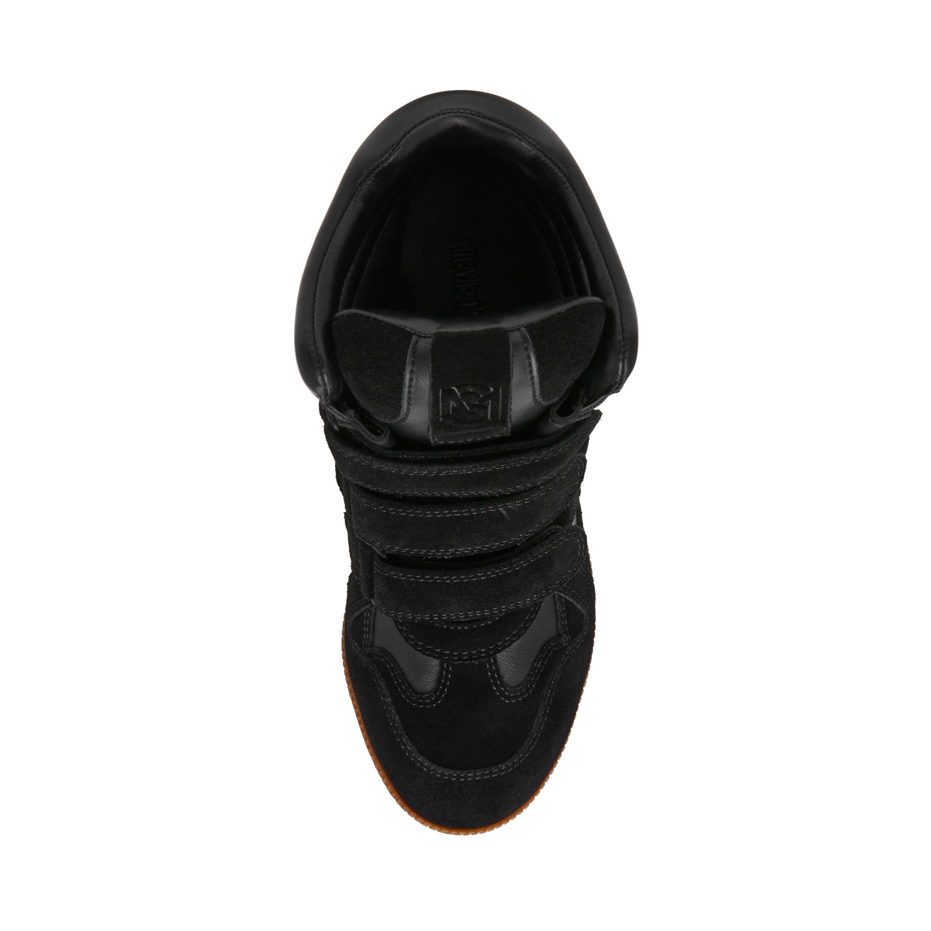 Black Sue - Steve Madden - Women's Mavis Suede Wedge Trainers - 6