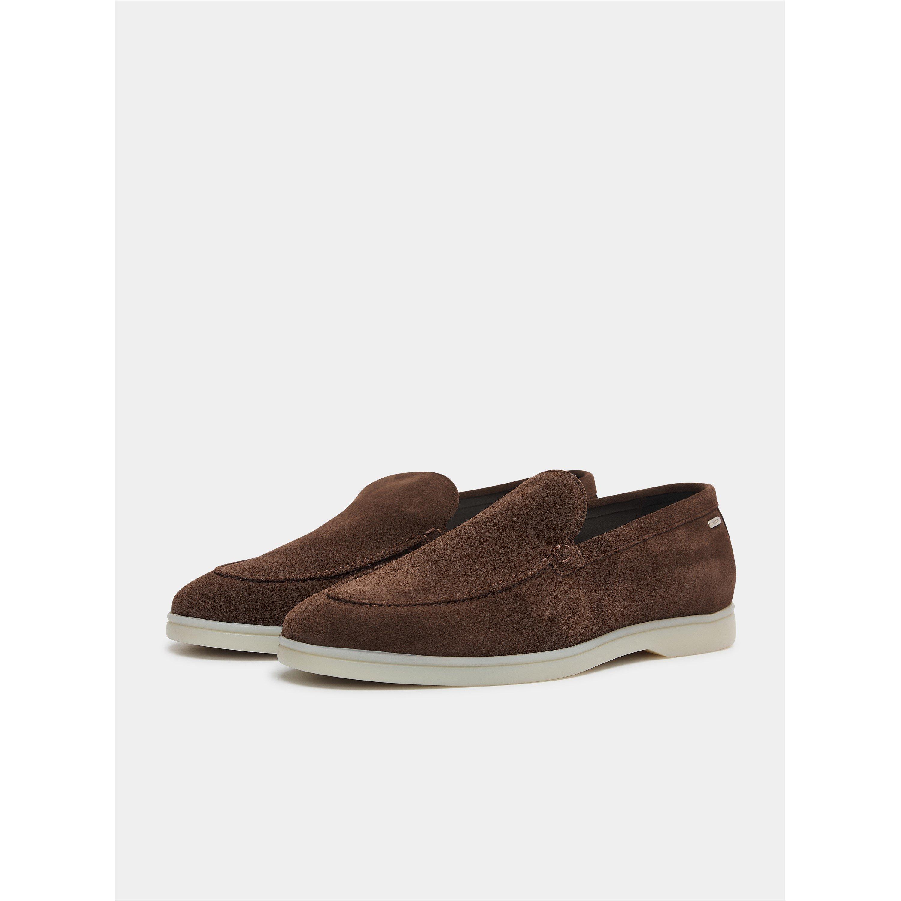 BELIER Men's Amalfi Suede Loafers - Brown - Size 11 (46)