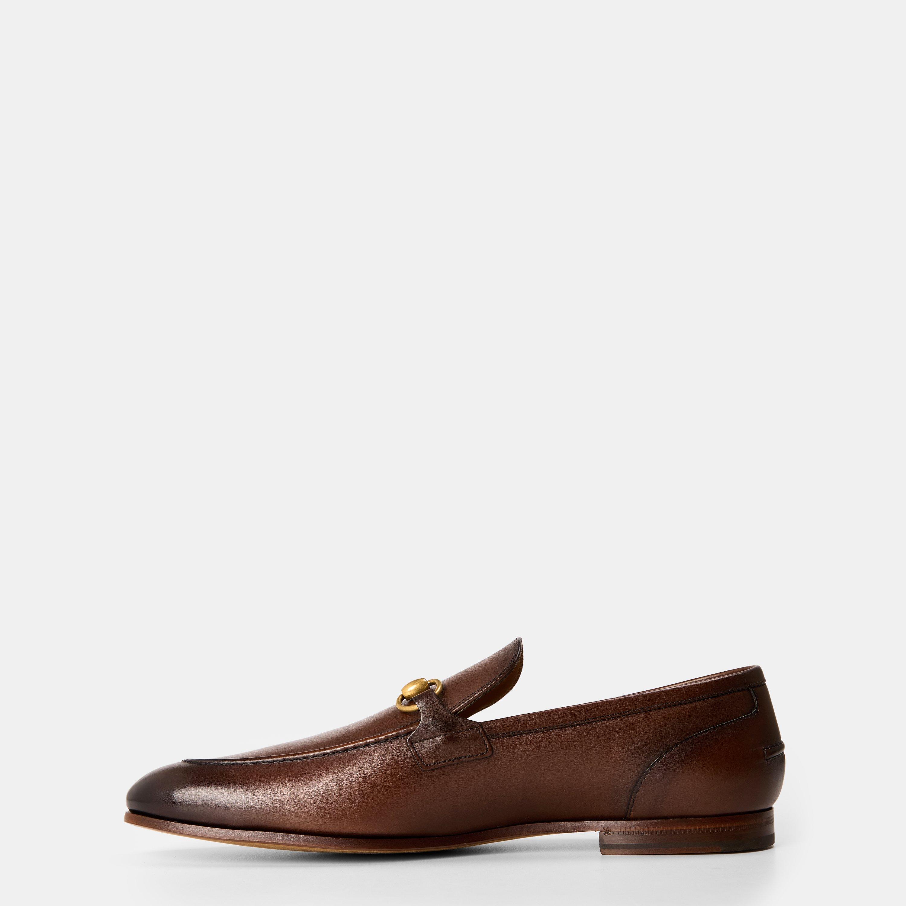 Brown - Gucci - Mens Leather Jordaan Horsebit Loafers - 2