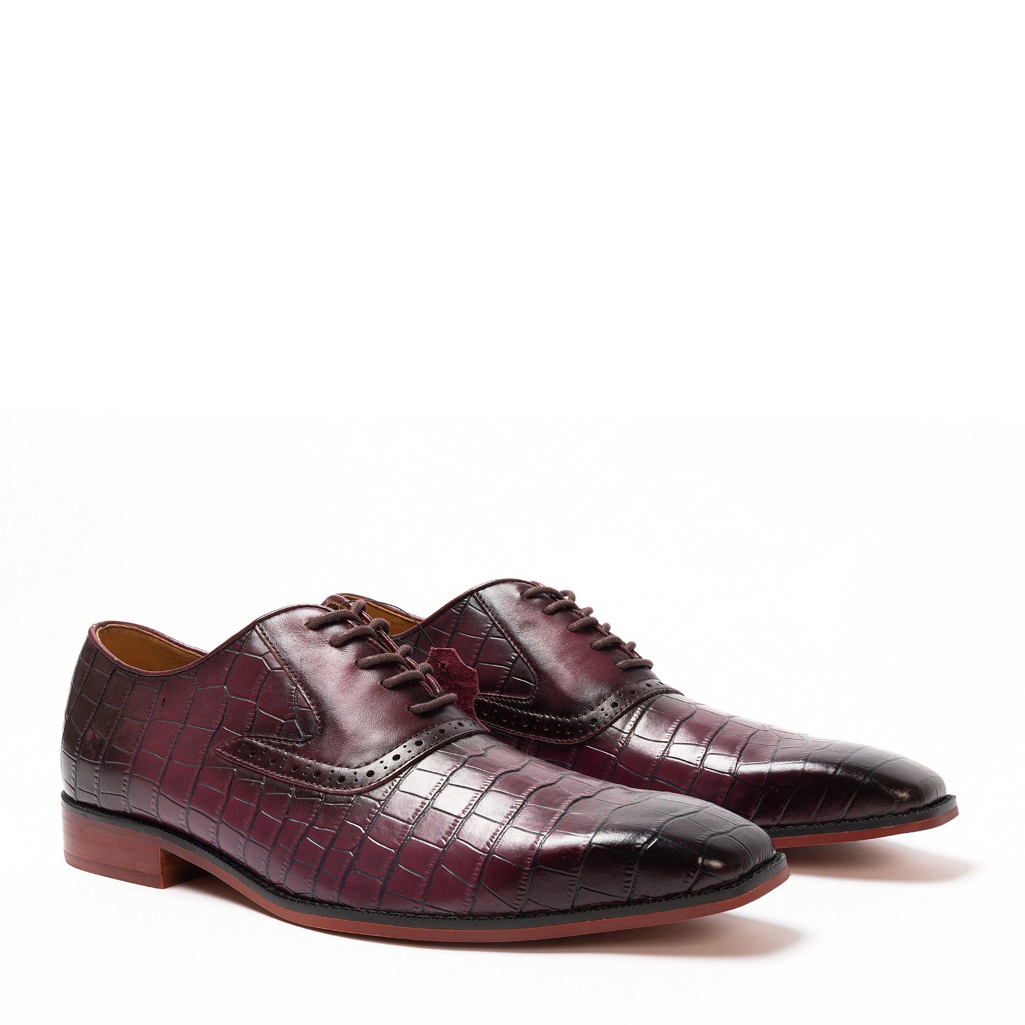 Granate - Giorgio - Leather Croc Men Oxford Dress Brogue Shoes - 2