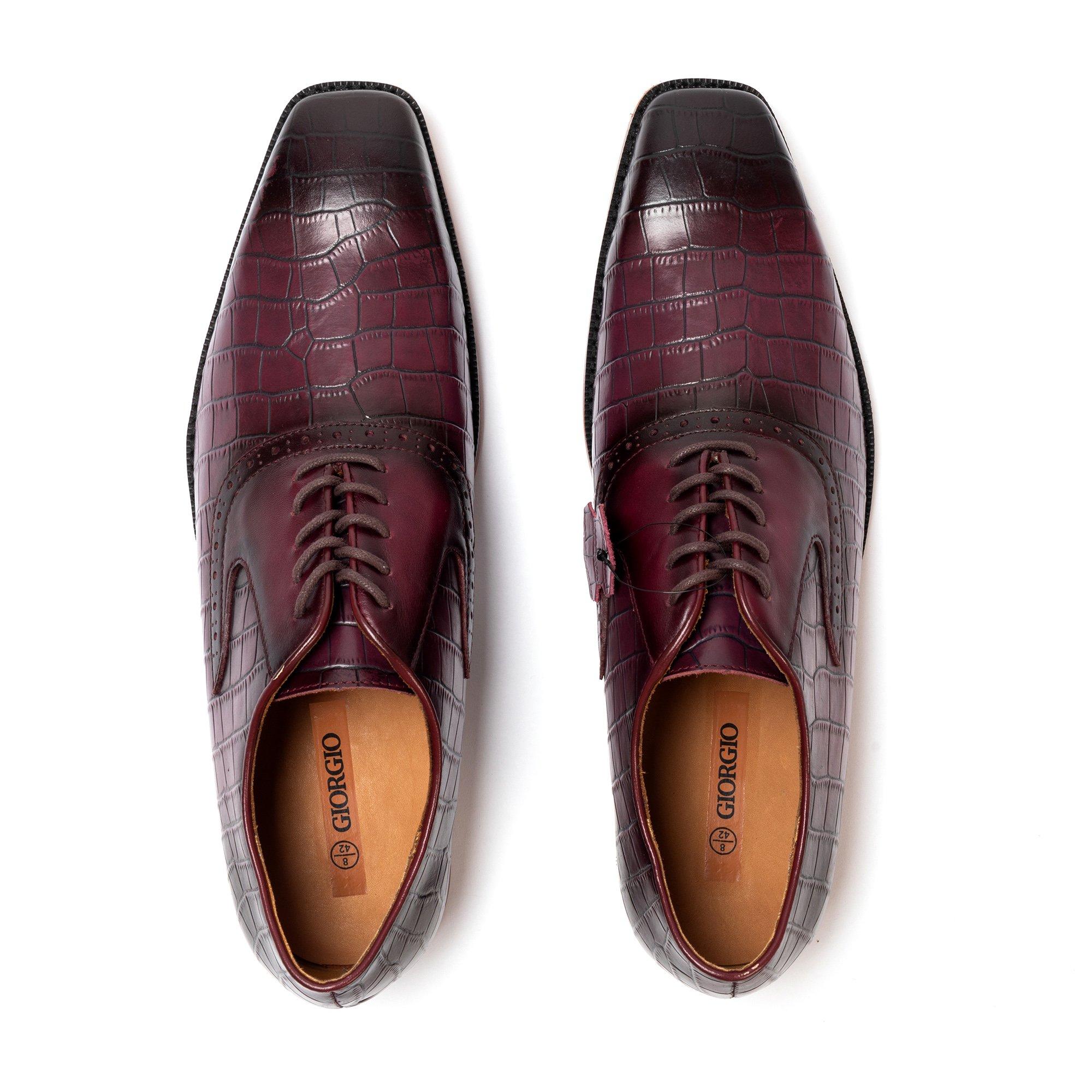 Granate - Giorgio - Leather Croc Men Oxford Dress Brogue Shoes - 4