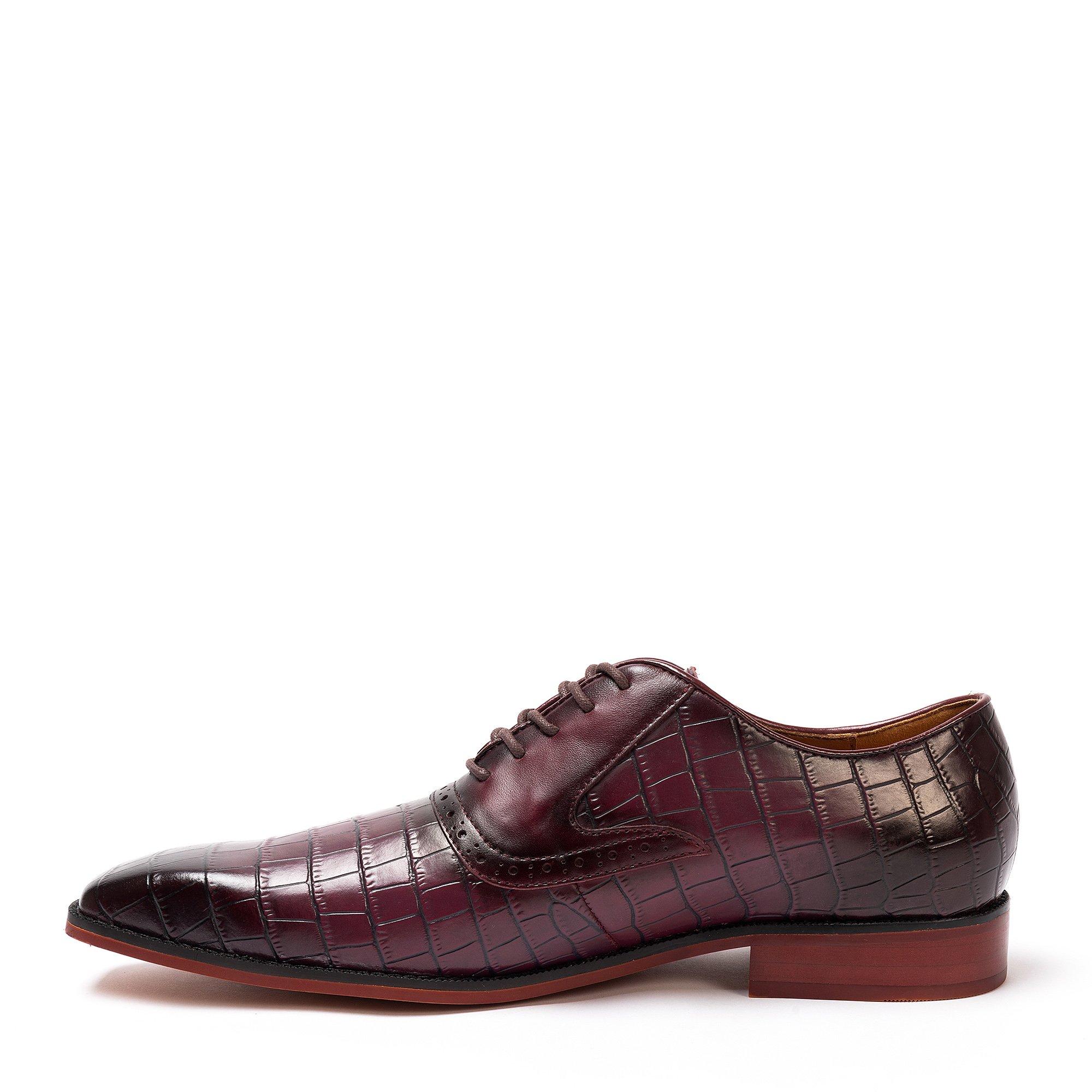 Granate - Giorgio - Leather Croc Men Oxford Dress Brogue Shoes - 6
