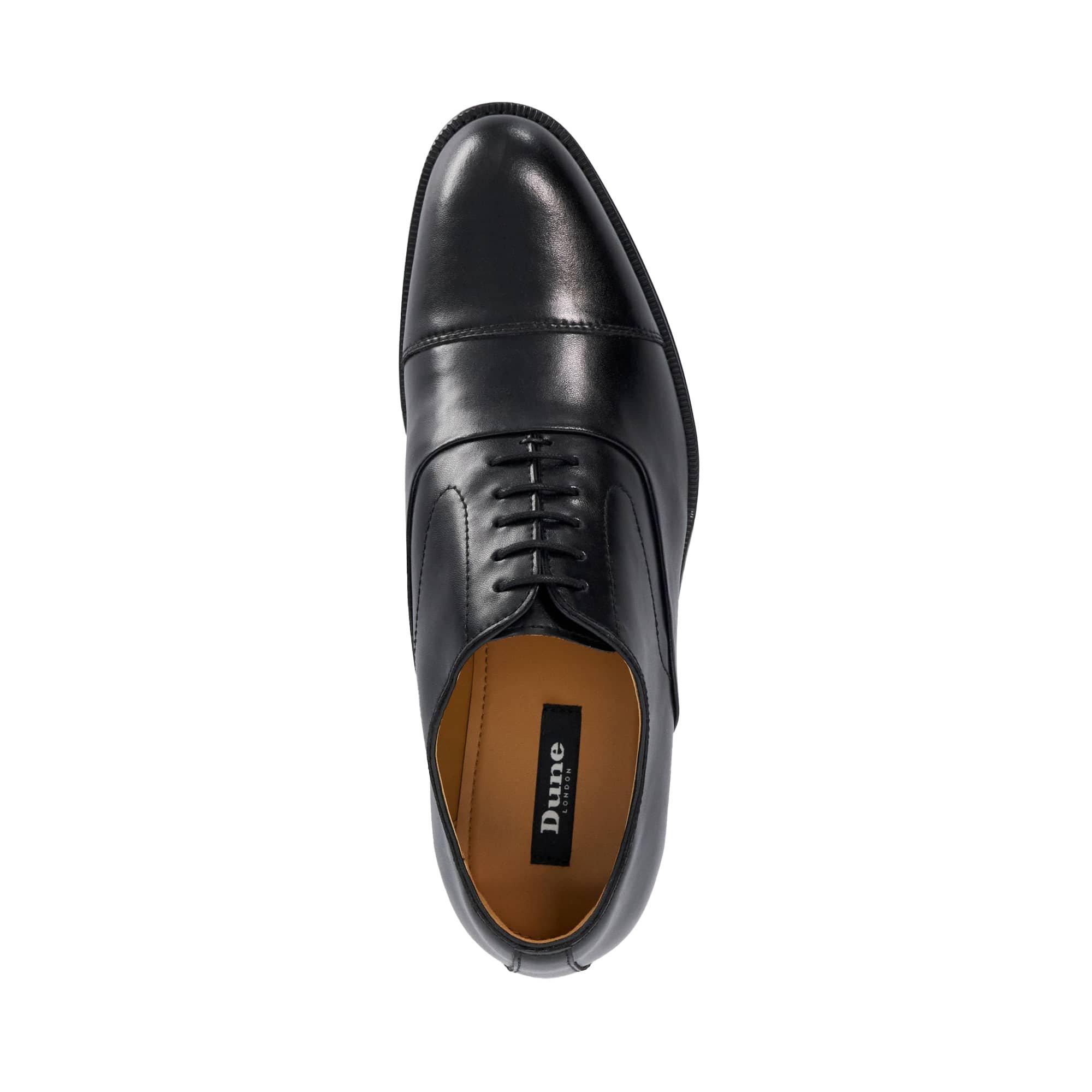 Black Leather - Dune London - Men's San Ant Leather Toe-Cap Derby Shoes - 4