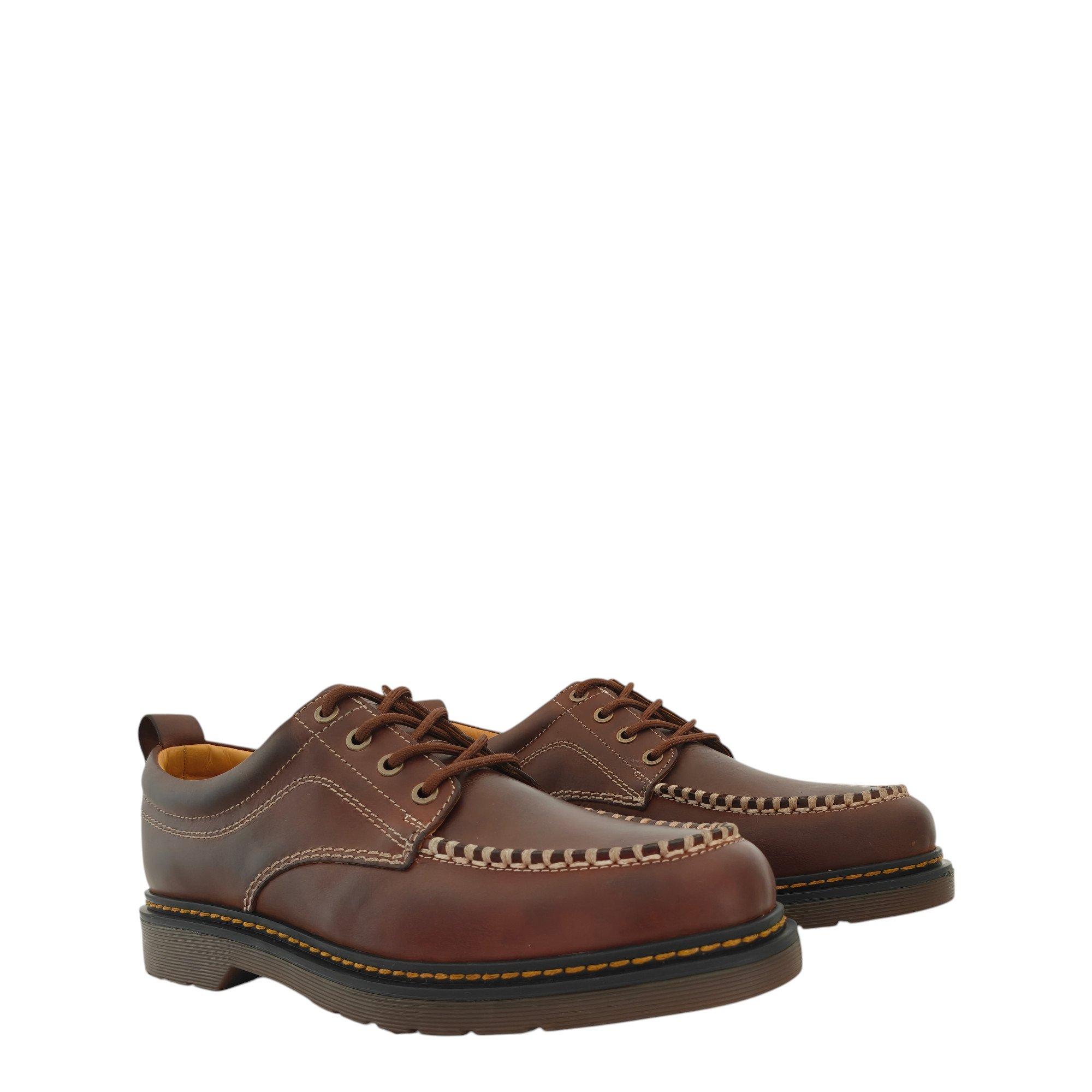 Smeđa - Pretty Green - Men's Forgeway Leather Moc-Toe Shoes - 3