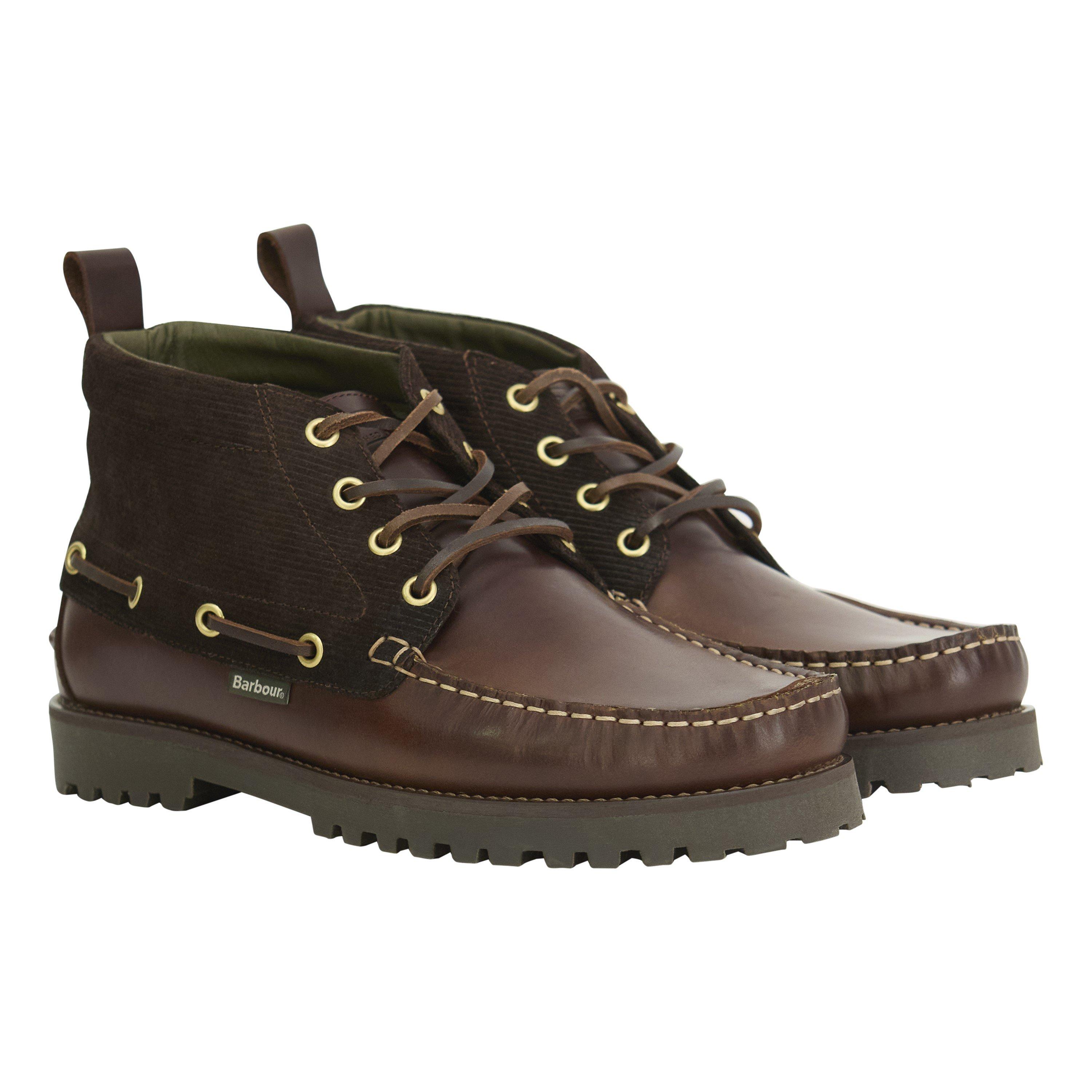 Dk Brown/Cord - Barbour - Mens Harle Mid Leather Chukka Boots - 2
