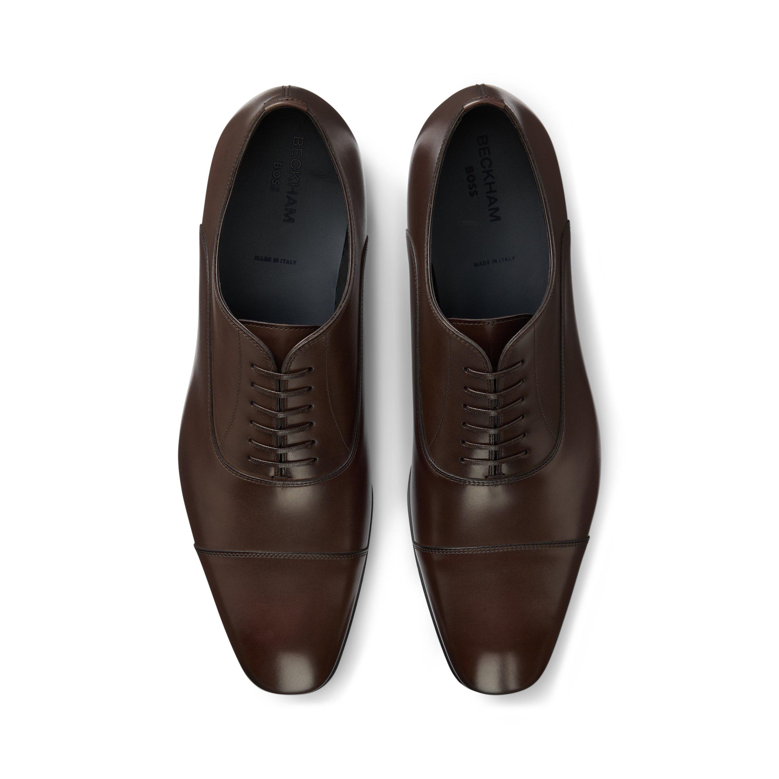 Dark Brown 209 - Boss - Men's Beckham Leather Lace Up Oxford Derby Shoes - 9