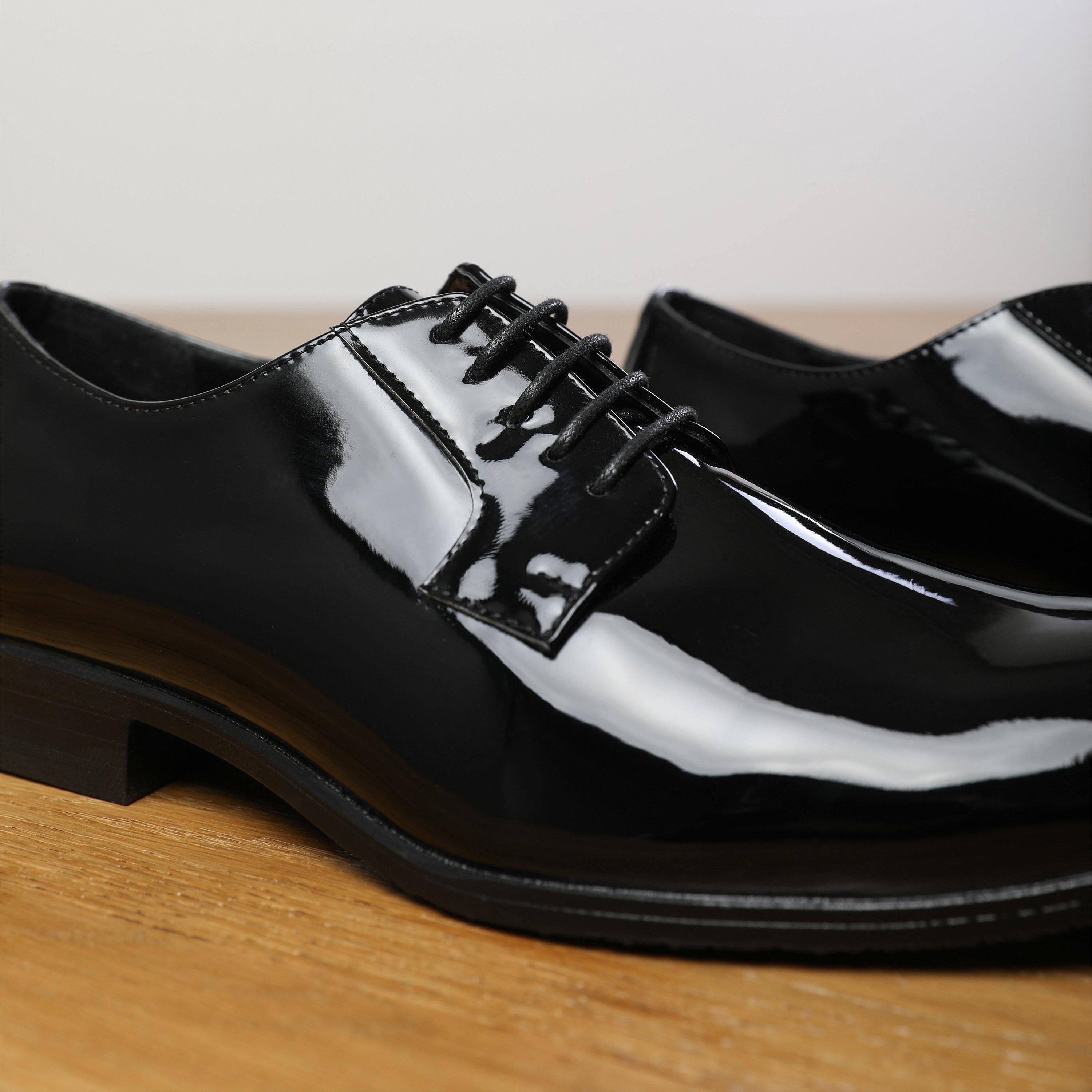 Black Patent - Wheres That From - Lace Up Derby Formal Dress Work Shoes - 3