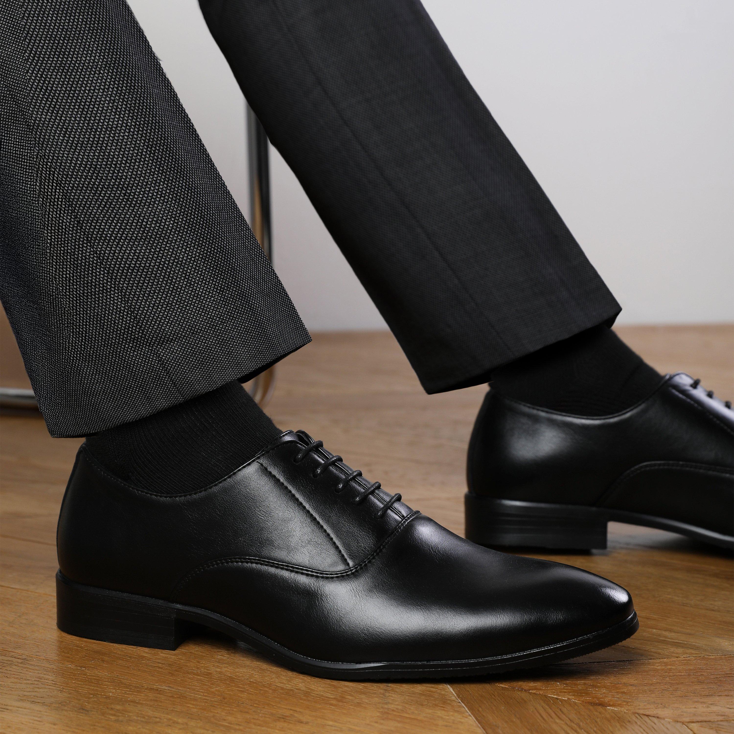 Wheres That From Men's Wheres Oxford Lace Up Formal Classic Dress Shoe - Black Pu - 7 (41)