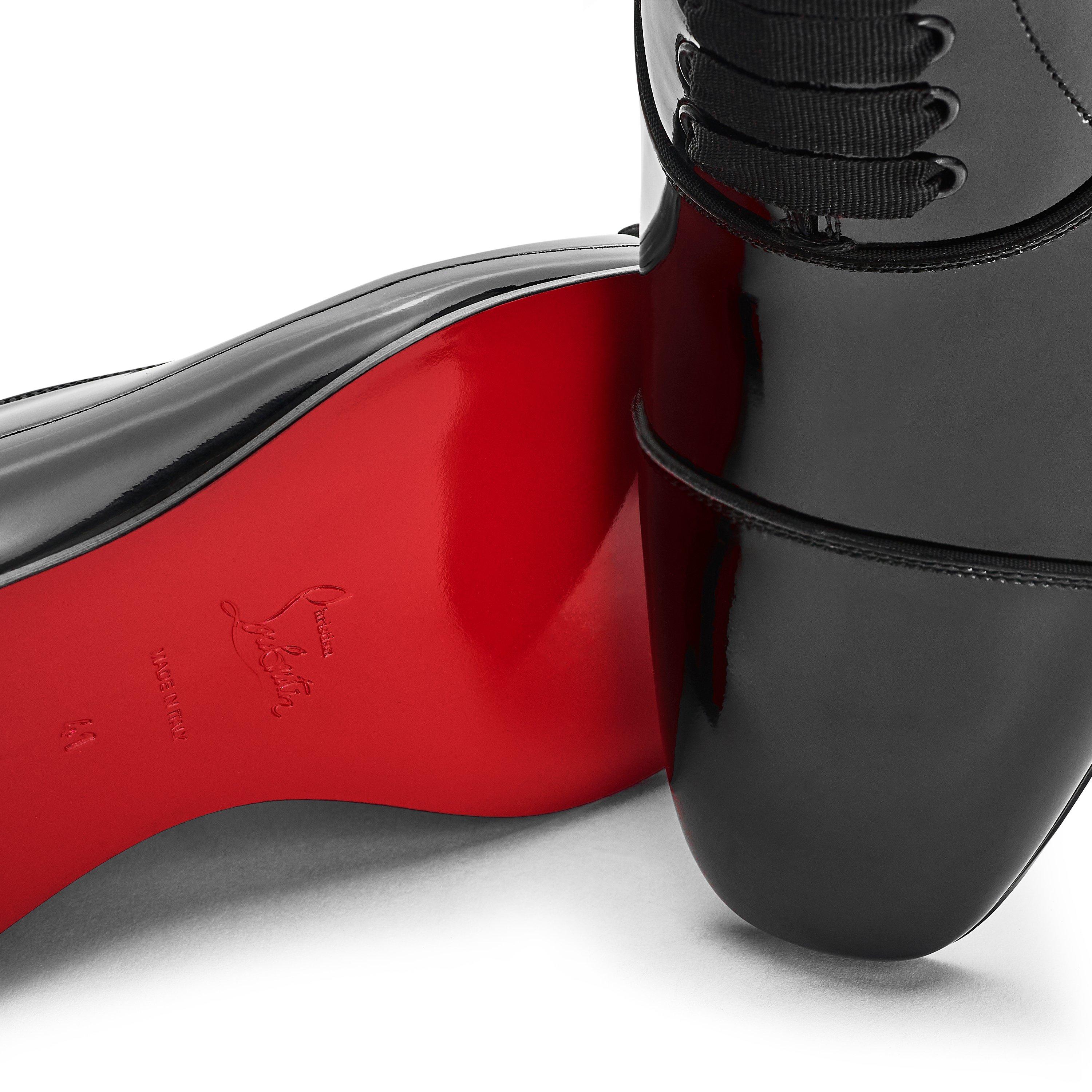 Black Patent - Christian Louboutin - Men's Leather-Style Greggo Lace-Up Shoes - 6