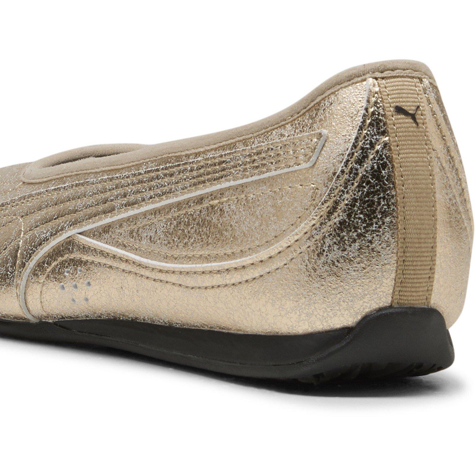  Gold/ Black - Puma - Women's Catch Soleil Ballerina Leather Slip-On Low-Top Trainers - 5