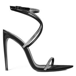 Saint Laurent Gippy Satine Crystal Embellished Sandals