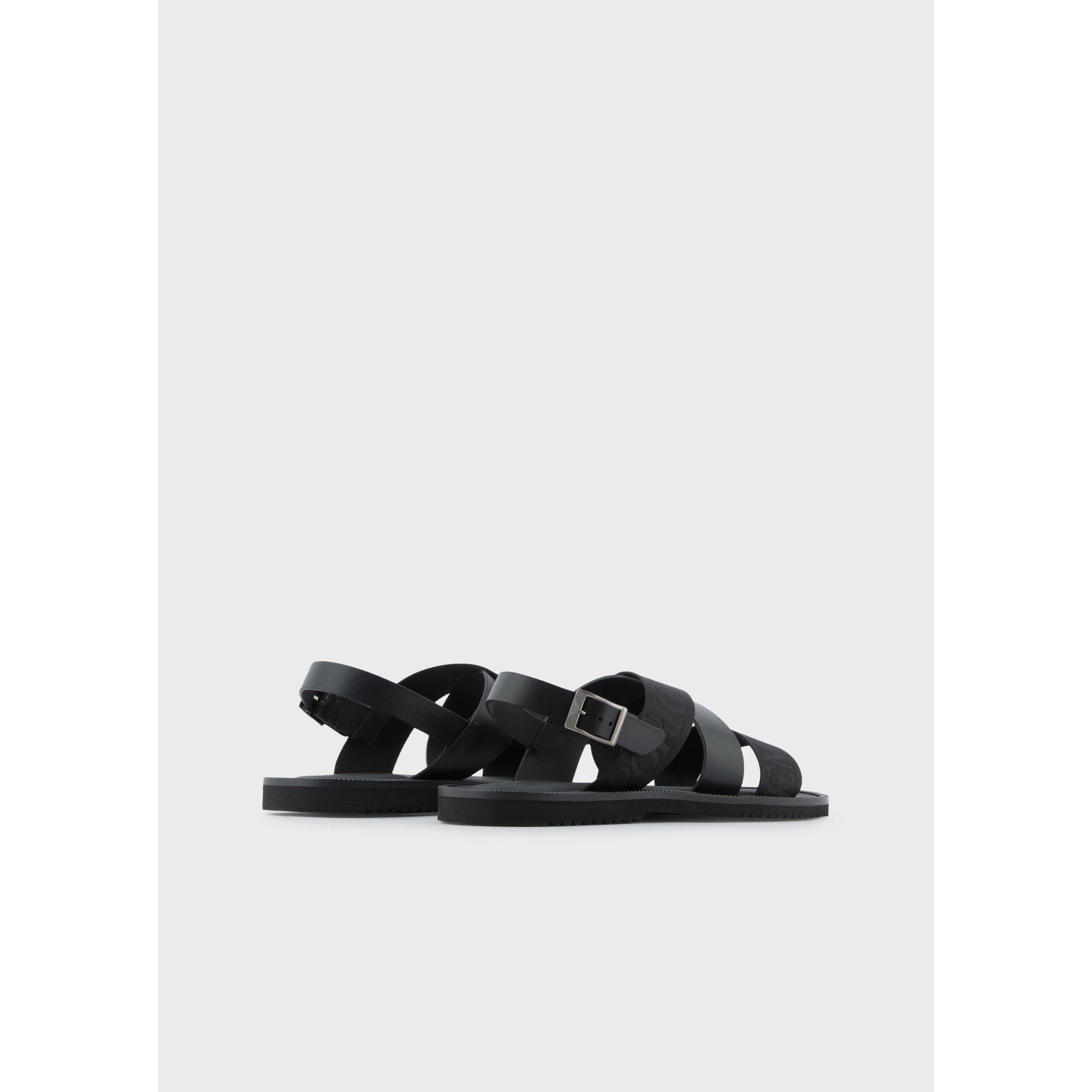 Nero - Emporio Armani - Men's Logo Jacquard Flatform Sandals - 2