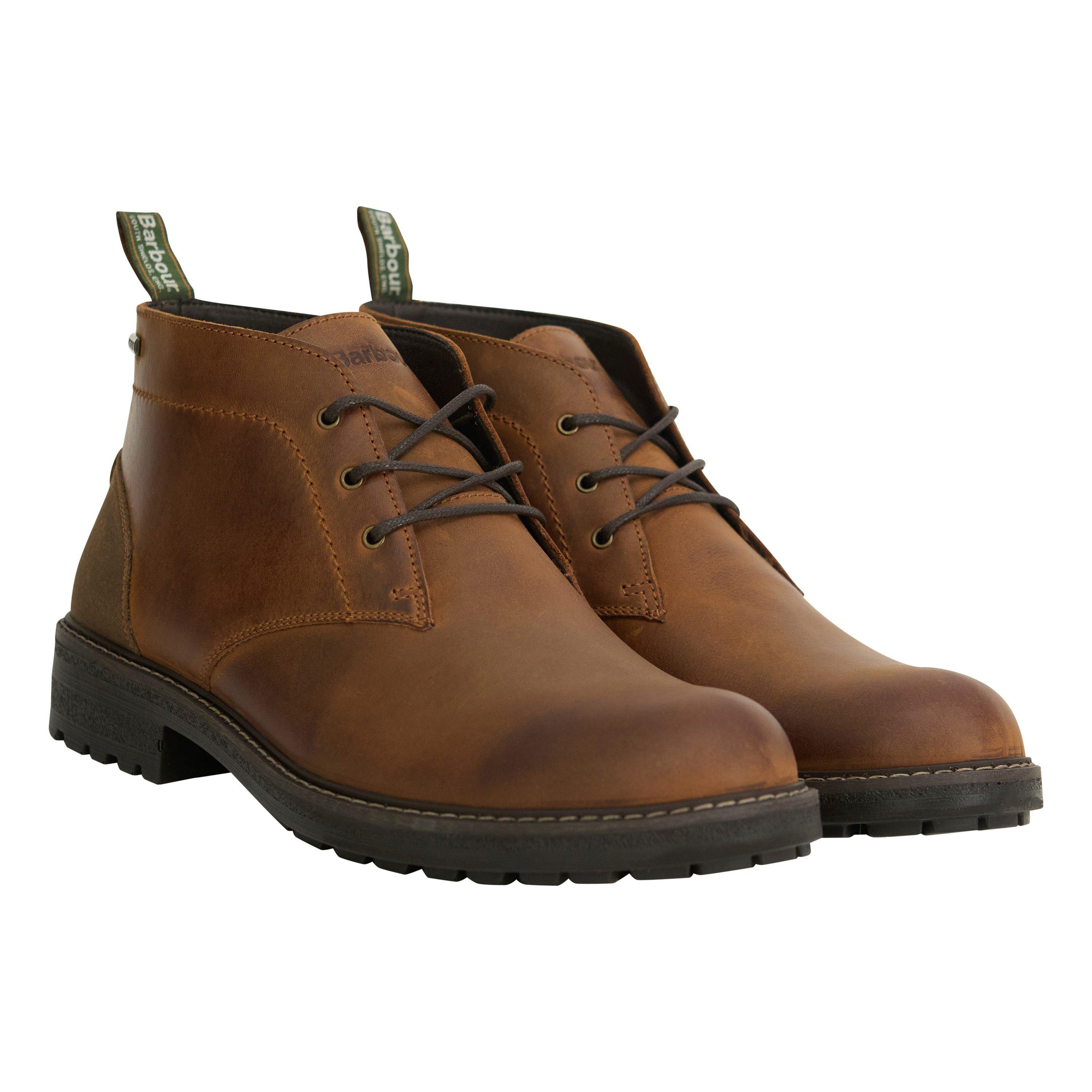 Teak - Barbour - Men's Shawdon Leather Lace-Up Chukka Boots - 3