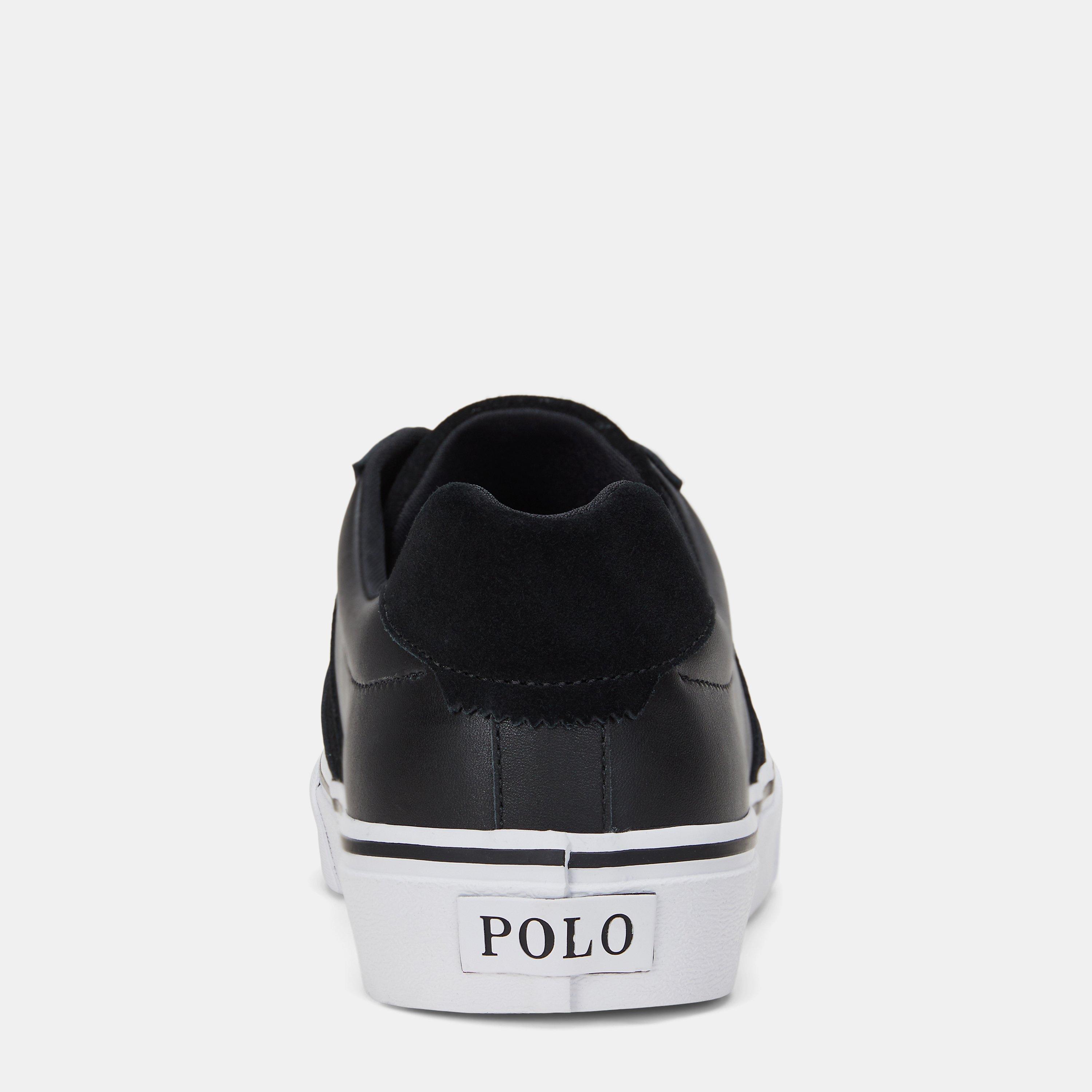 polo ralph lauren hanford leather trainers in black