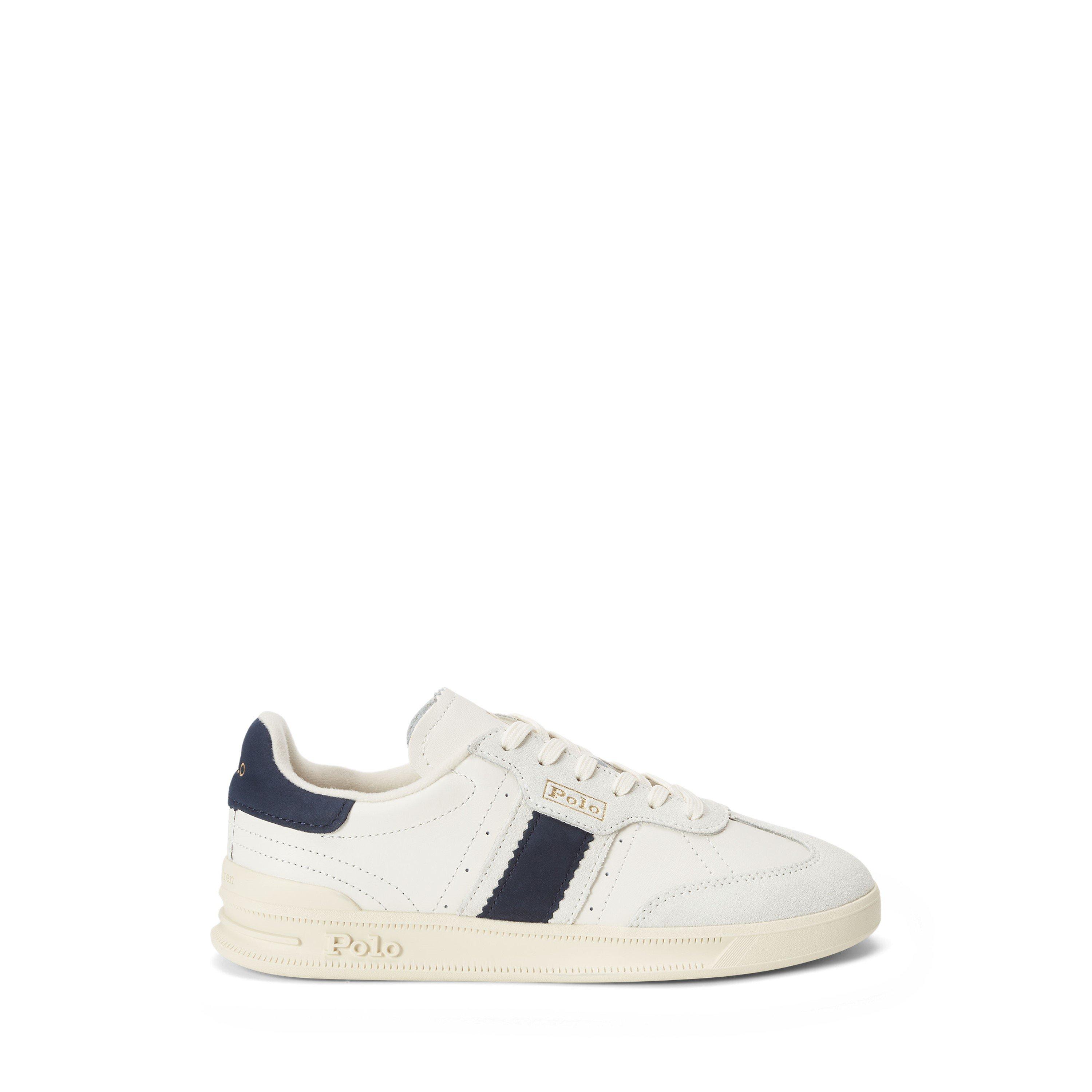 Bianco/Navy - Polo Ralph Lauren - Women's Leather Court Trainers - 1