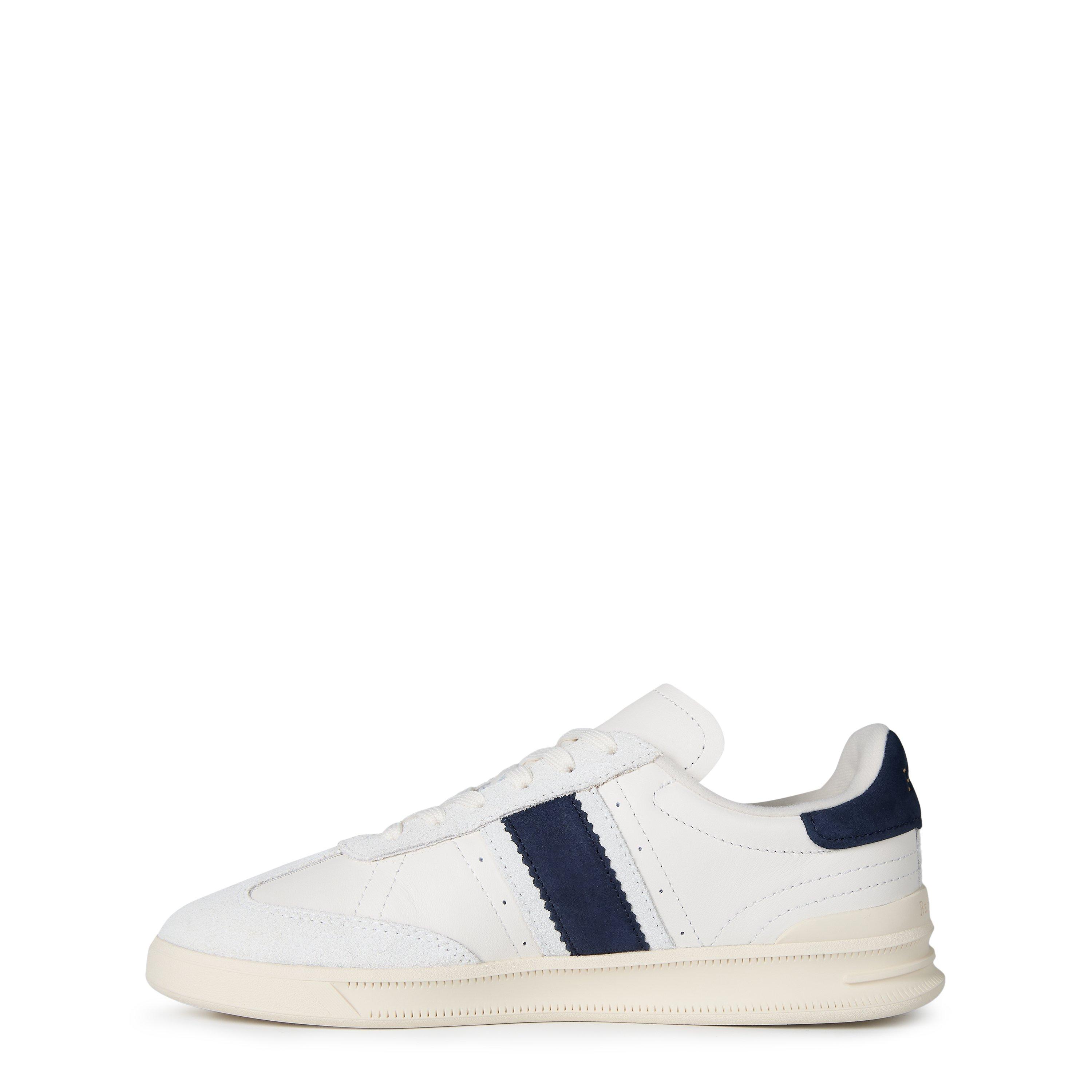 Bianco/Navy - Polo Ralph Lauren - Women's Leather Court Trainers - 3