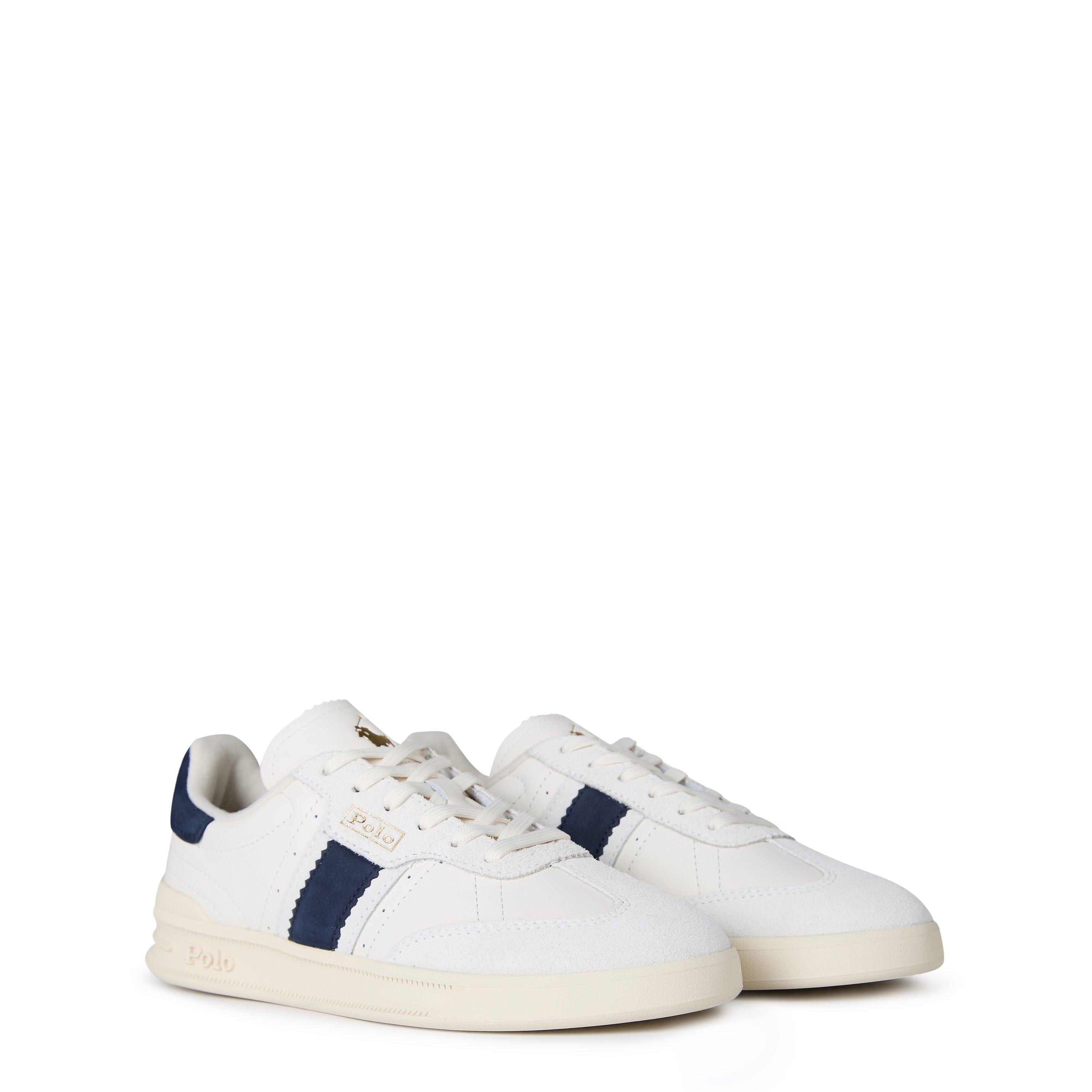 Bianco/Navy - Polo Ralph Lauren - Women's Leather Court Trainers - 4
