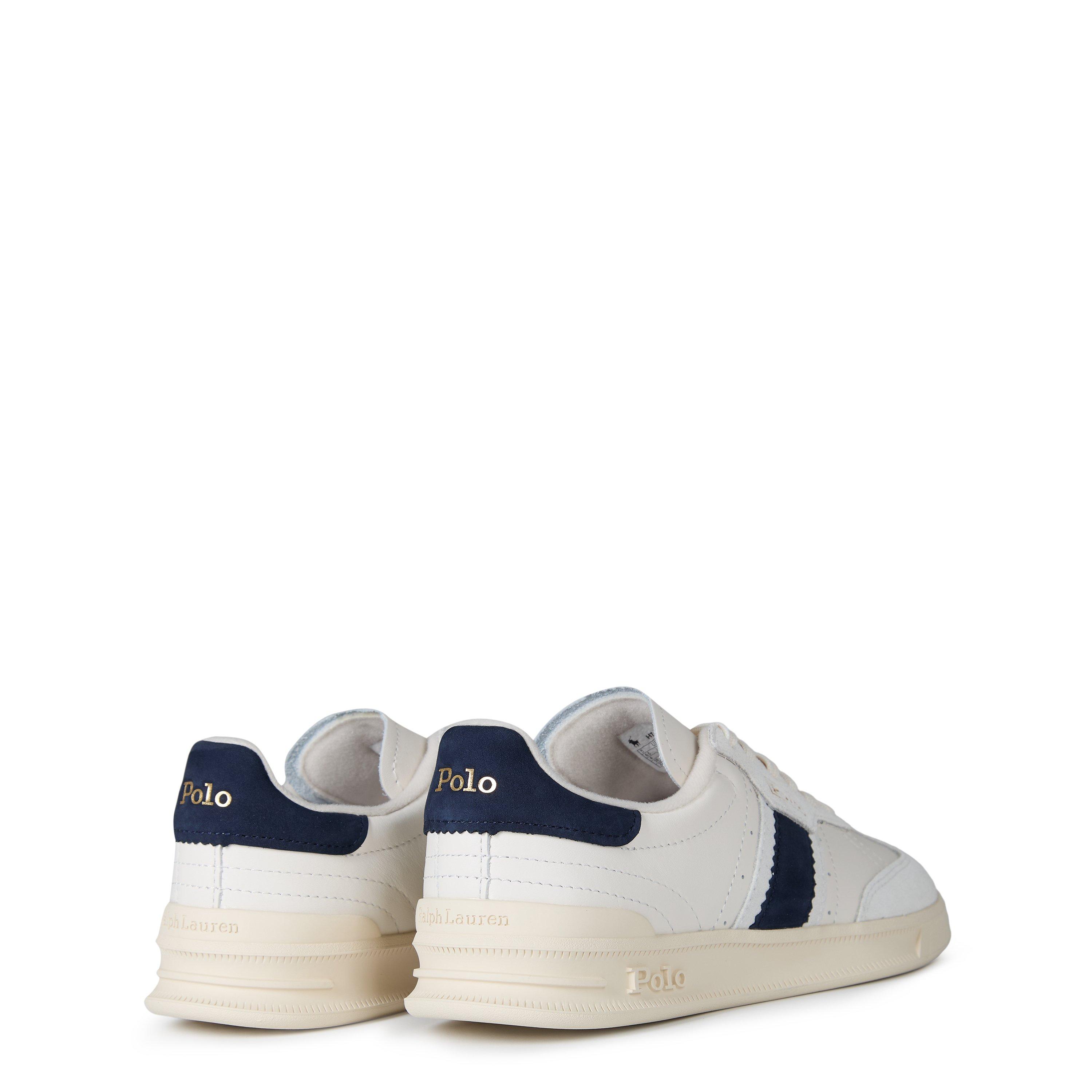 Bianco/Navy - Polo Ralph Lauren - Women's Leather Court Trainers - 5