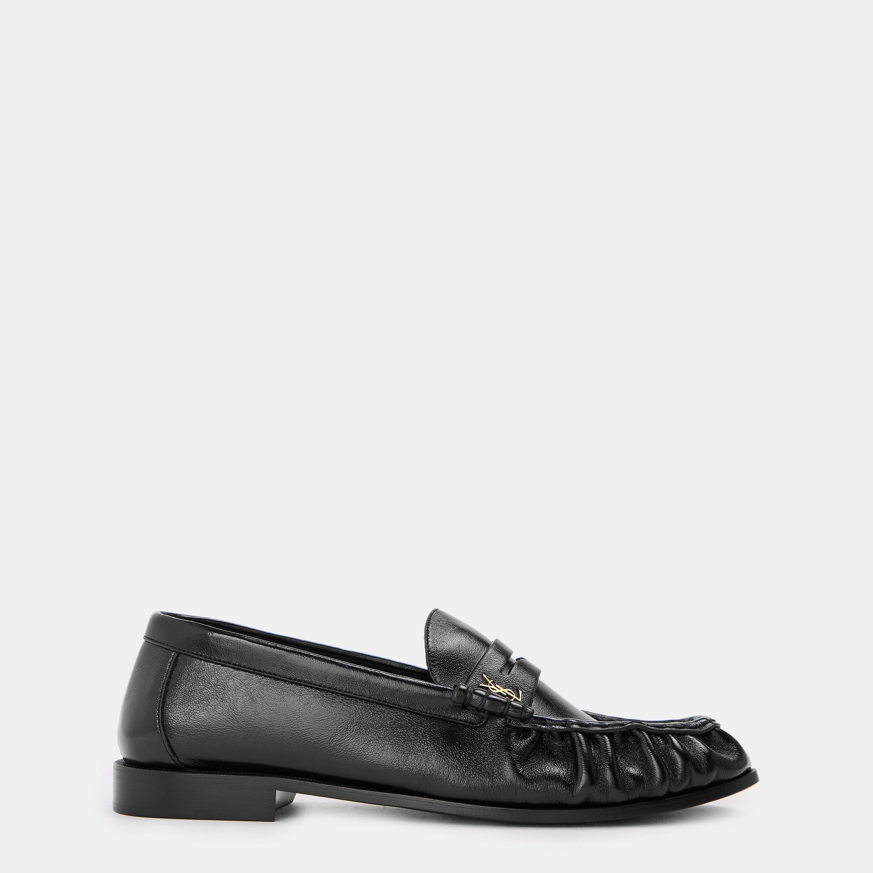 Saint Laurent Mens Le Supple Penny Loafers - Black - Size 8 (42)