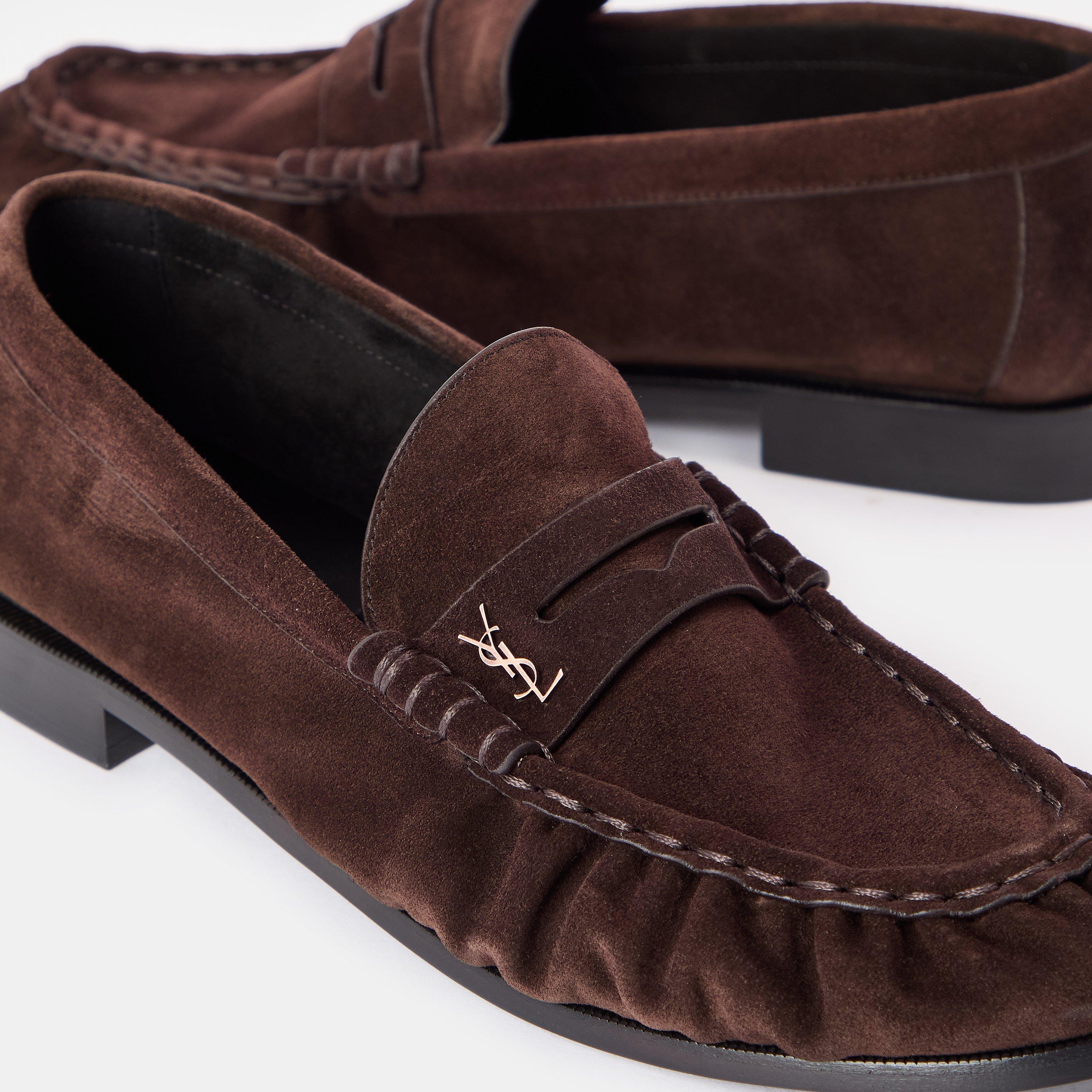 Brown - Saint Laurent - Mens Le Supple Penny Loafers - 4