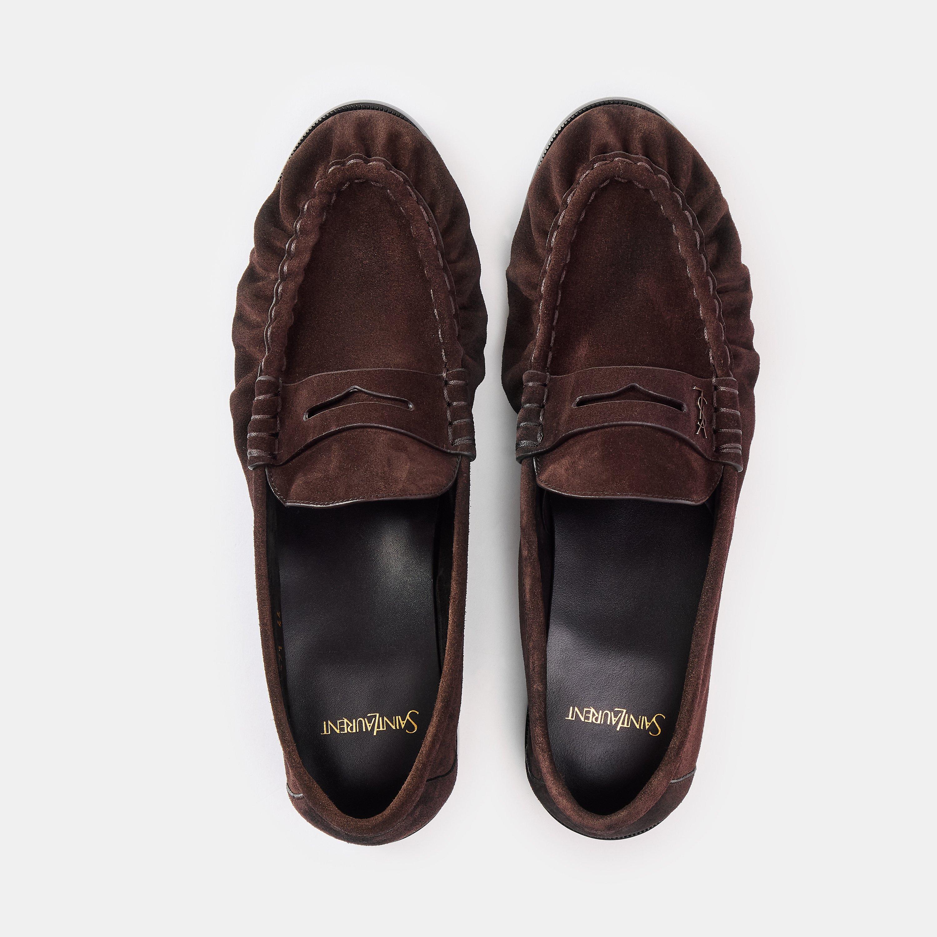 Brown - Saint Laurent - Mens Le Supple Penny Loafers - 5