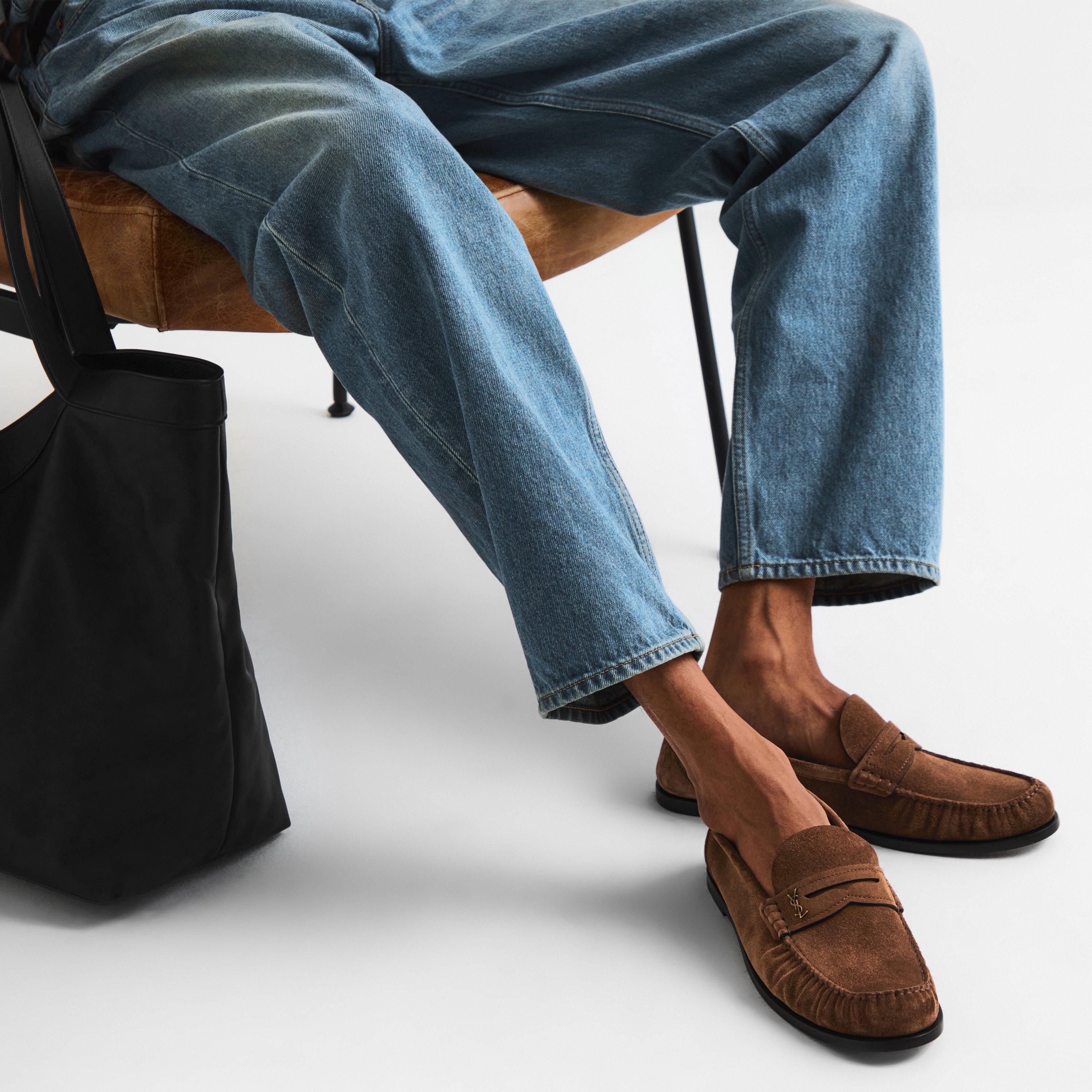 Snuff - Saint Laurent - Mens Le Supple Penny Loafers - 3