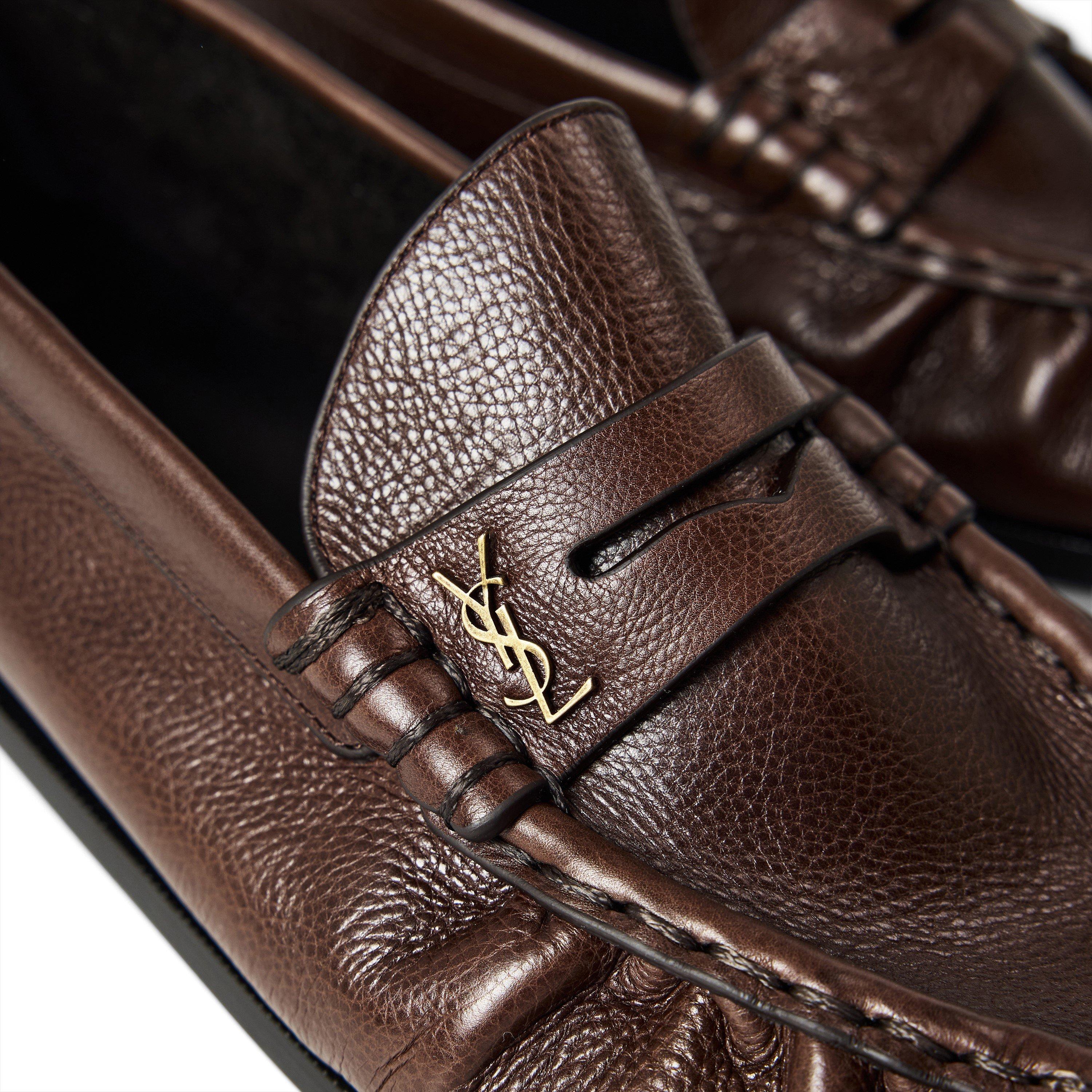 Brown - Saint Laurent - Mens Le Supple Penny Loafers - 3