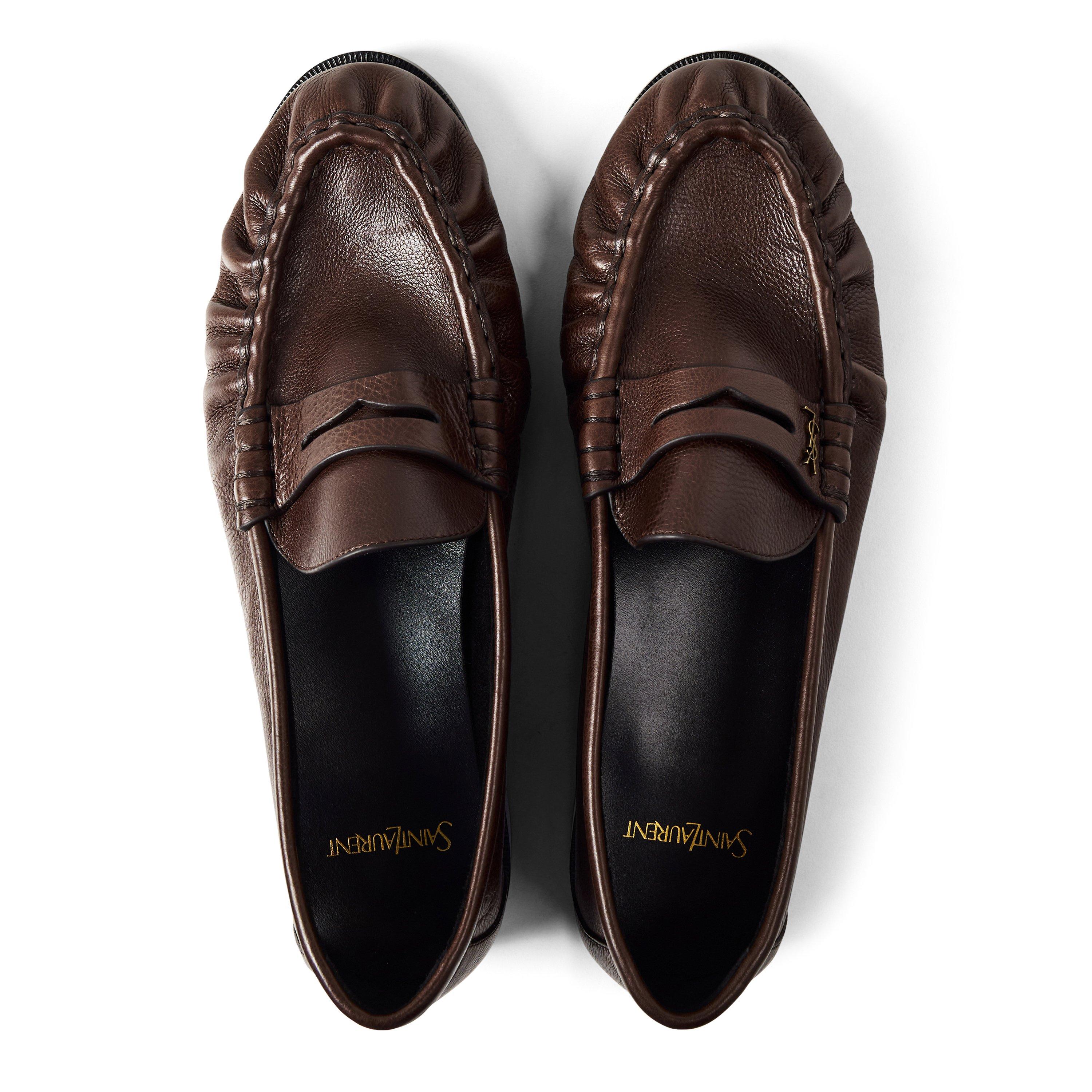 Brown - Saint Laurent - Mens Le Supple Penny Loafers - 4