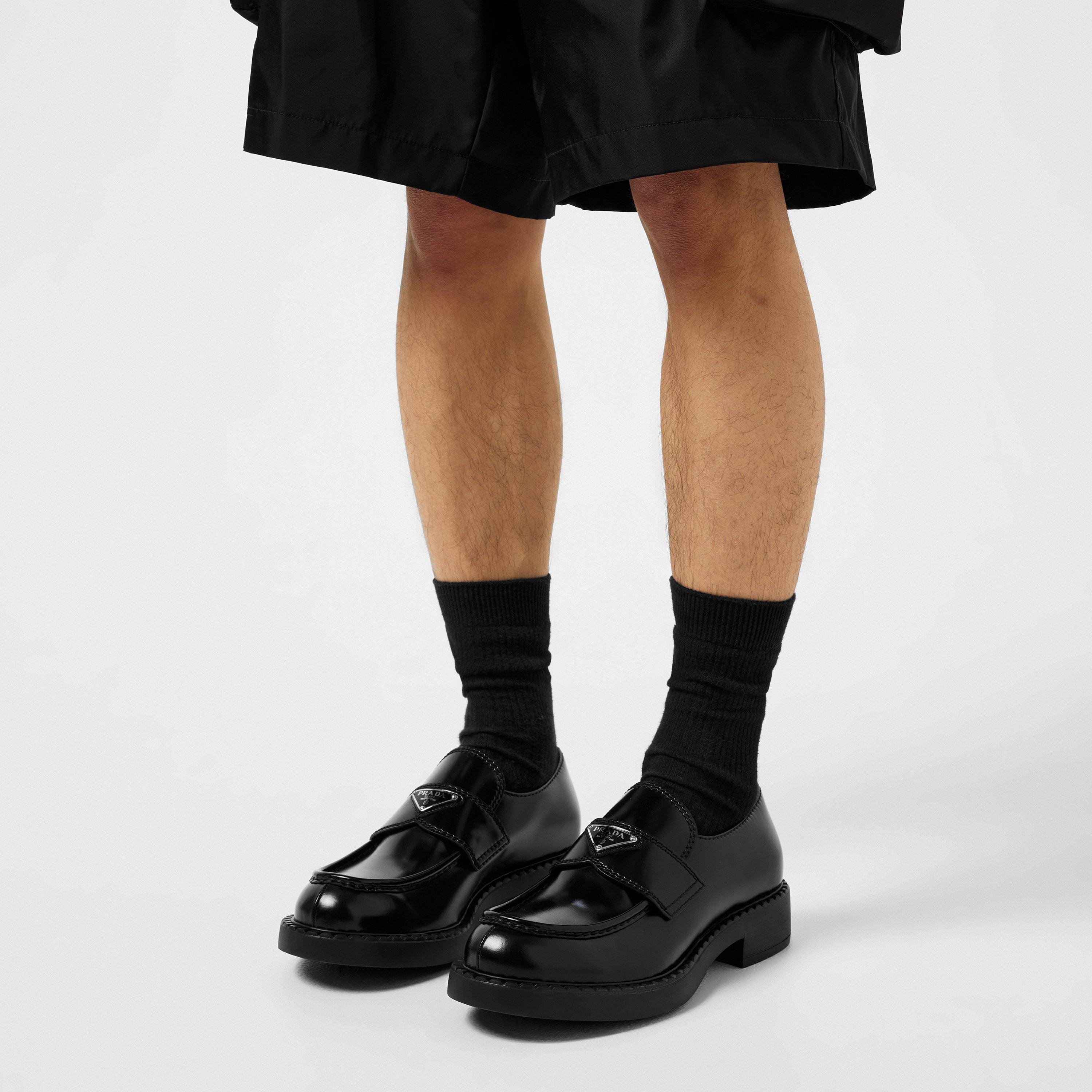 Nero - Prada - Men'S Chocolate Leather Loafers - 3