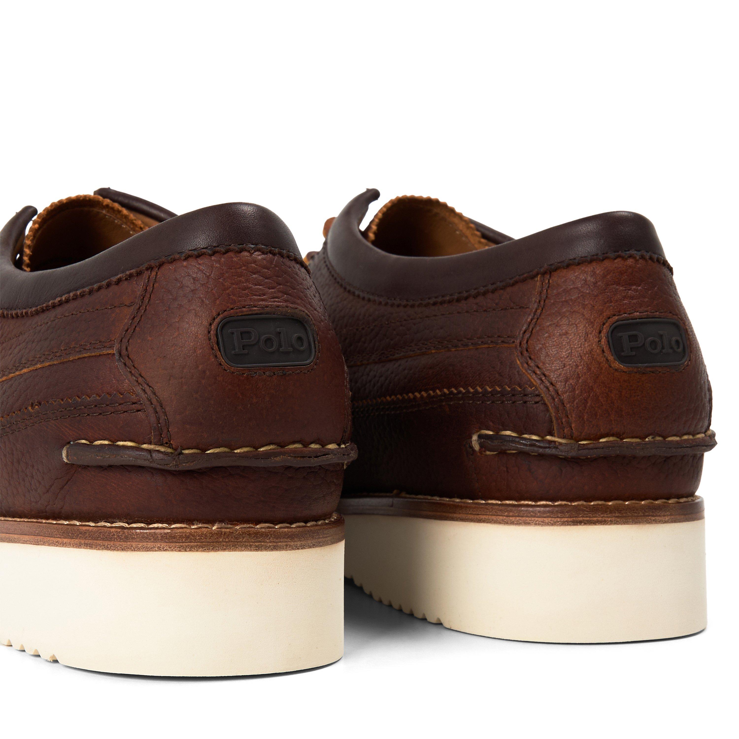 Dk Chocolate - Polo Ralph Lauren - Men's Ranger Low Leather Lace-Up Moc Toe Shoes - 3