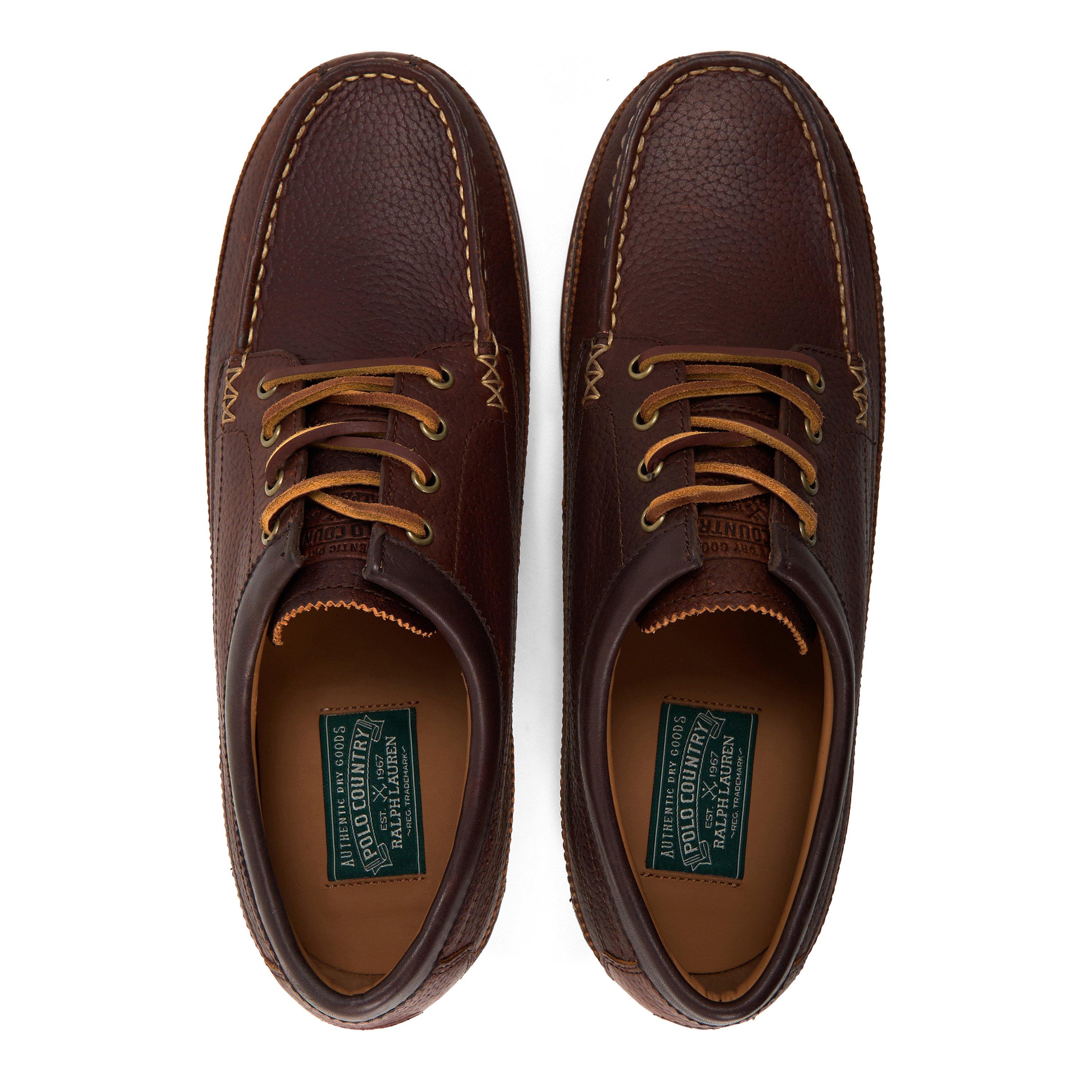 Dk Chocolate - Polo Ralph Lauren - Men's Ranger Low Leather Lace-Up Moc Toe Shoes - 4