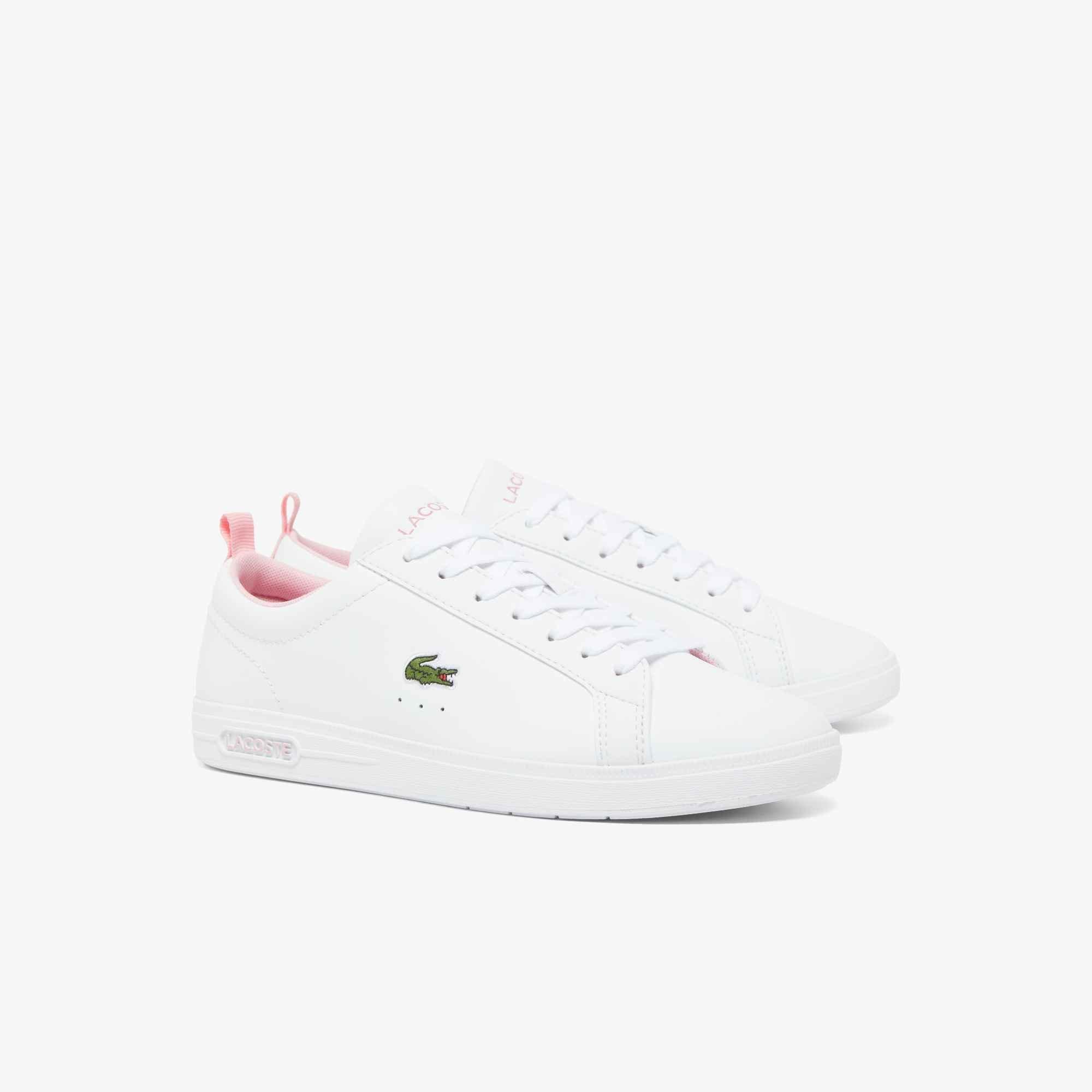 White/Pink - Lacoste - Carnaby Low Top Trainers - 4