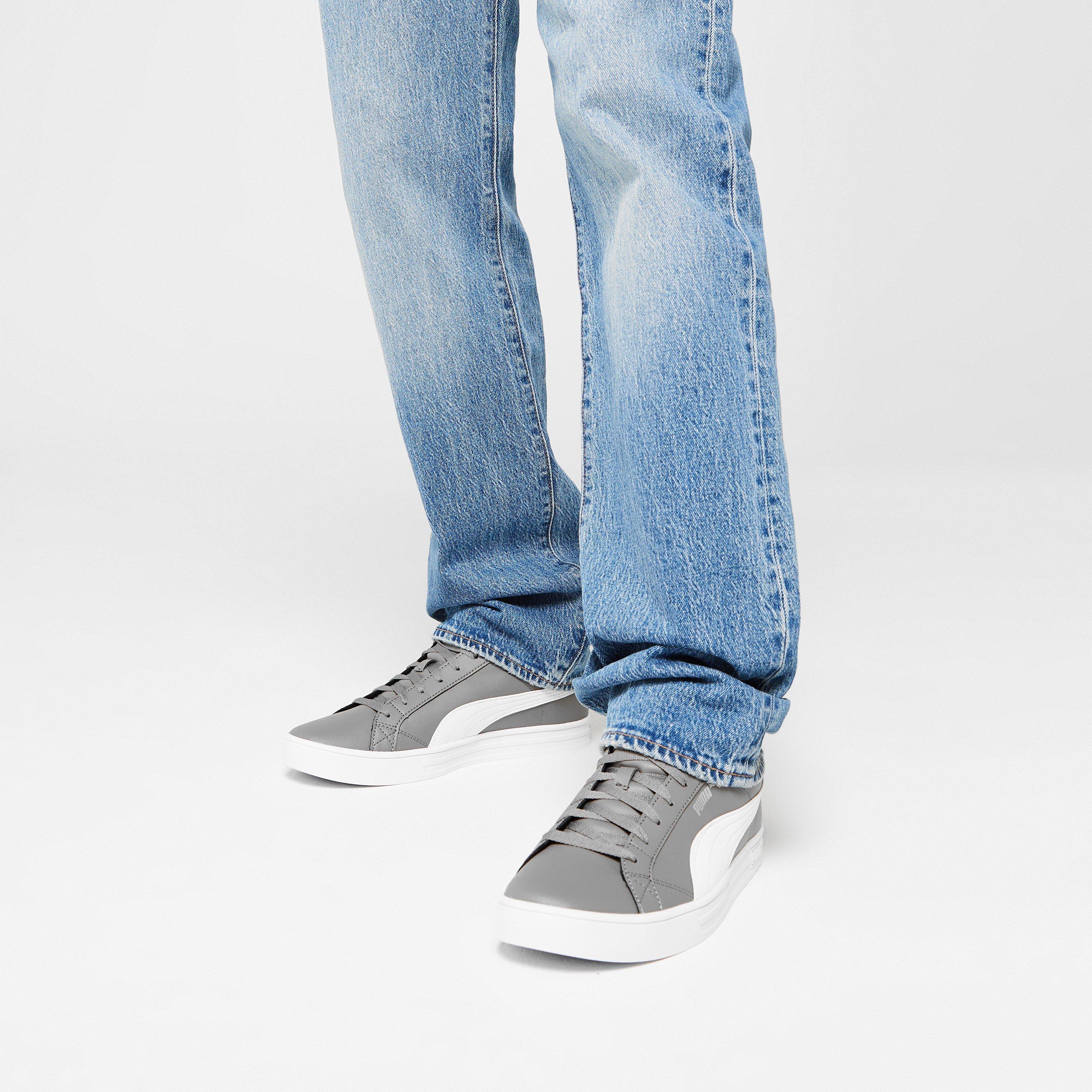 Grau/Weiß - Puma - Smash Vulcan 3 Low Trainers Mens - 2