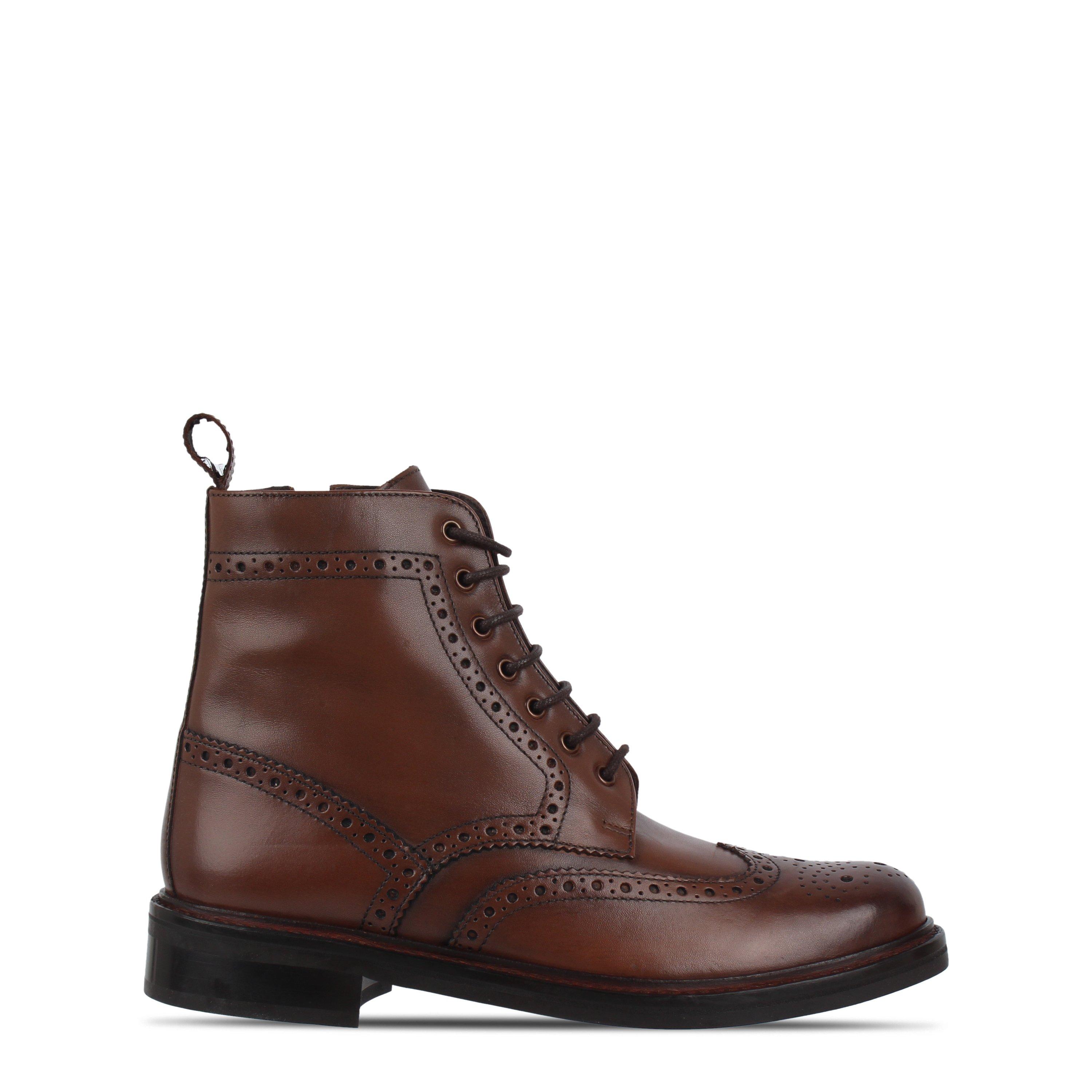 Brown - Firetrap - Leather Brogue Boots Mens - 1