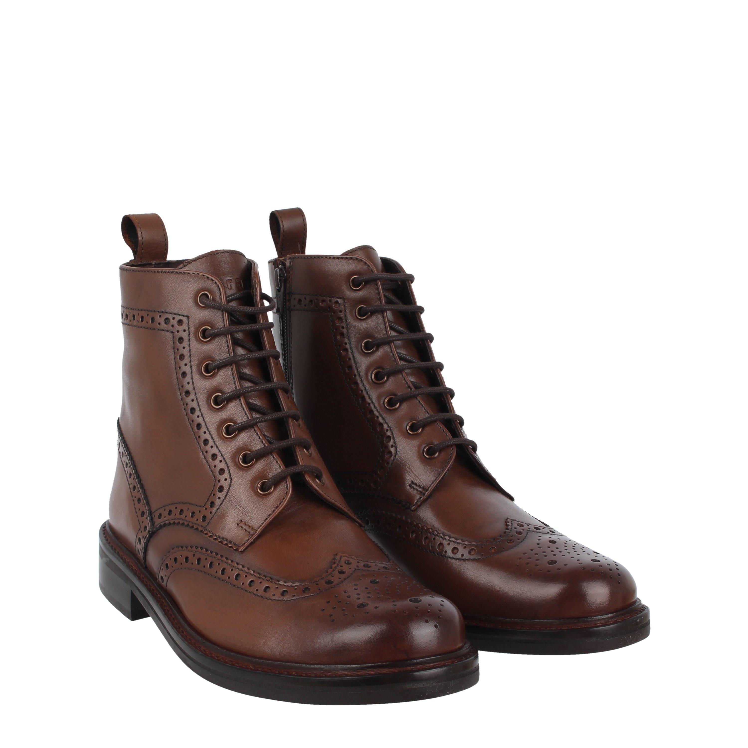 Brown - Firetrap - Leather  Brogue Boots Mens - 3