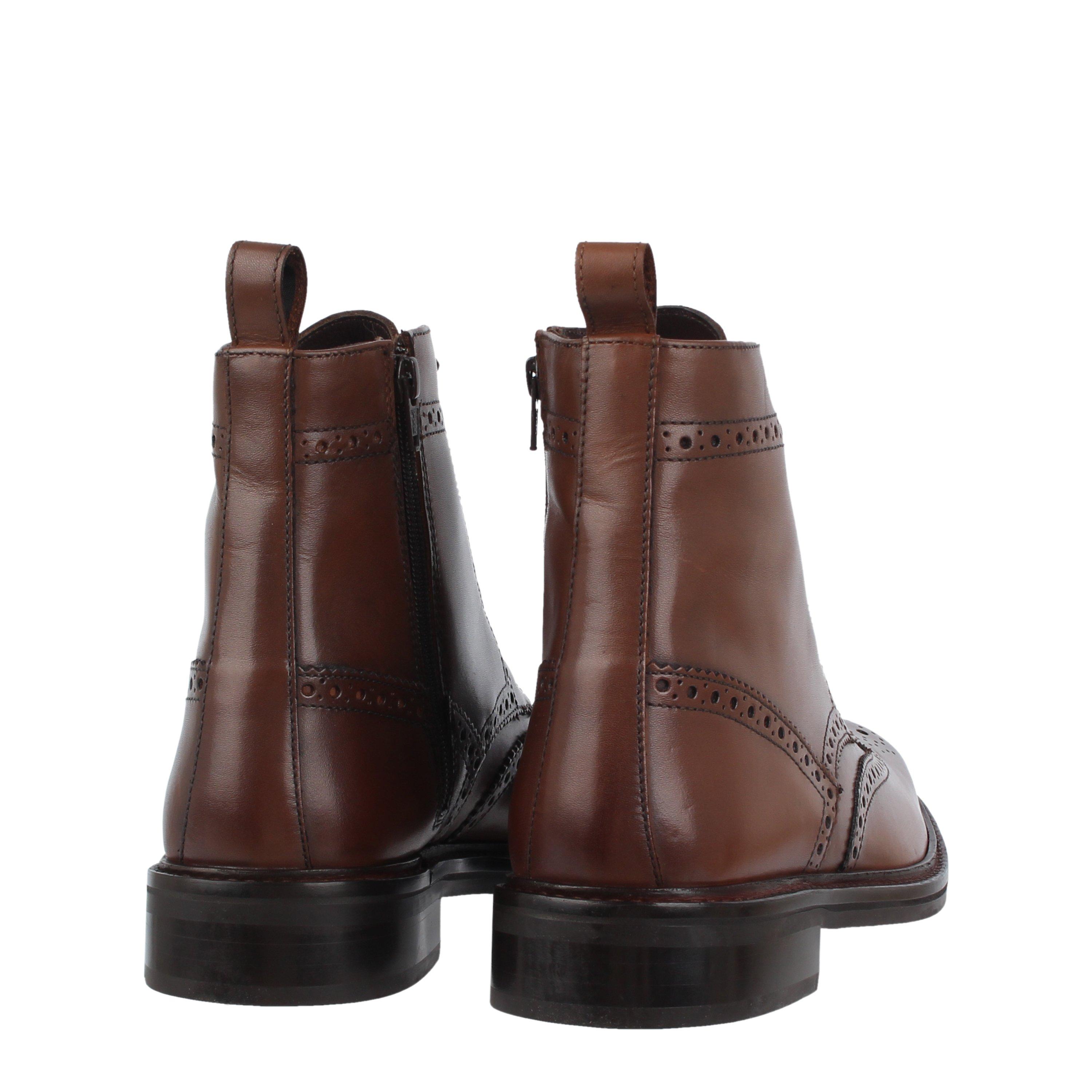 Brown - Firetrap - Leather  Brogue Boots Mens - 4