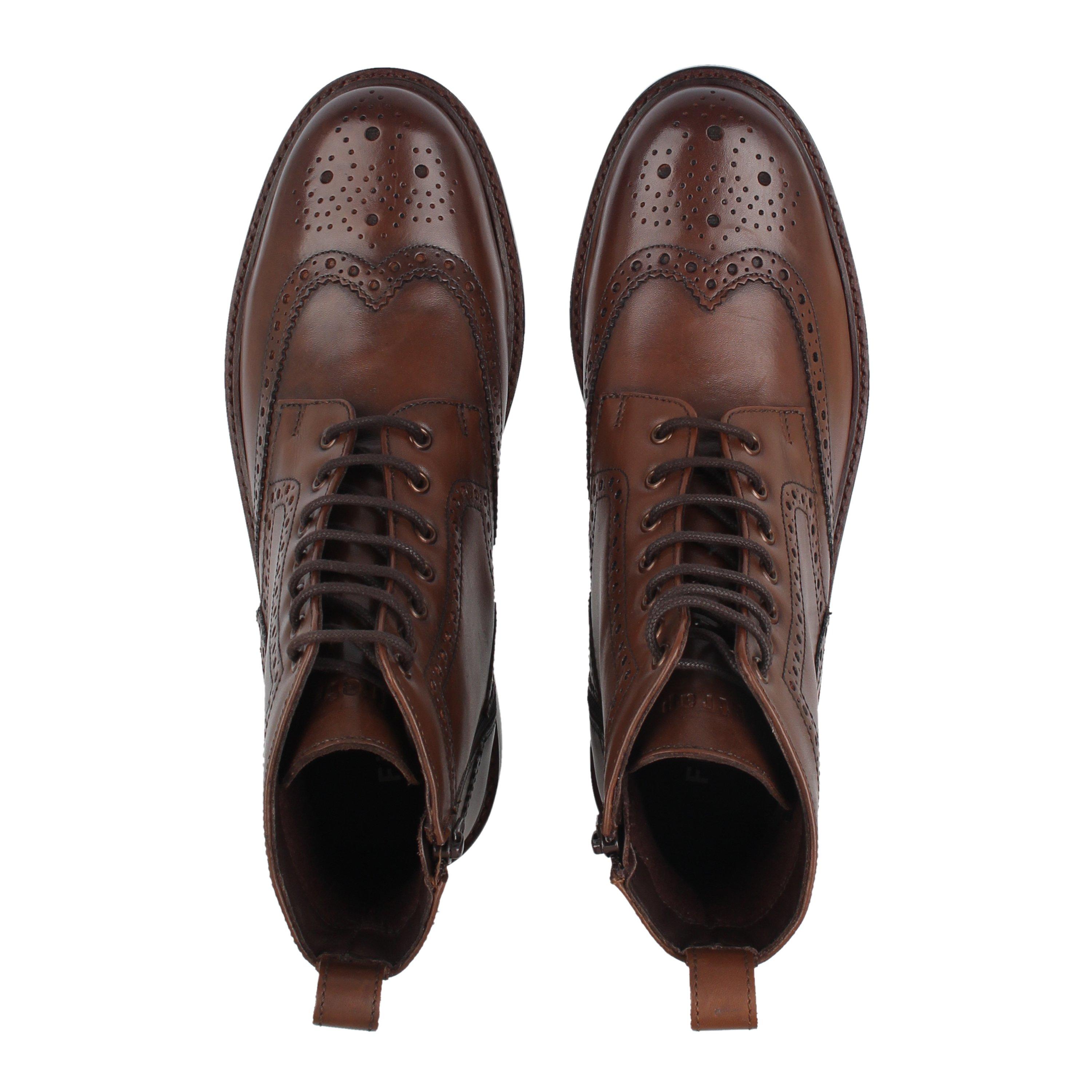 Brown - Firetrap - Leather  Brogue Boots Mens - 5