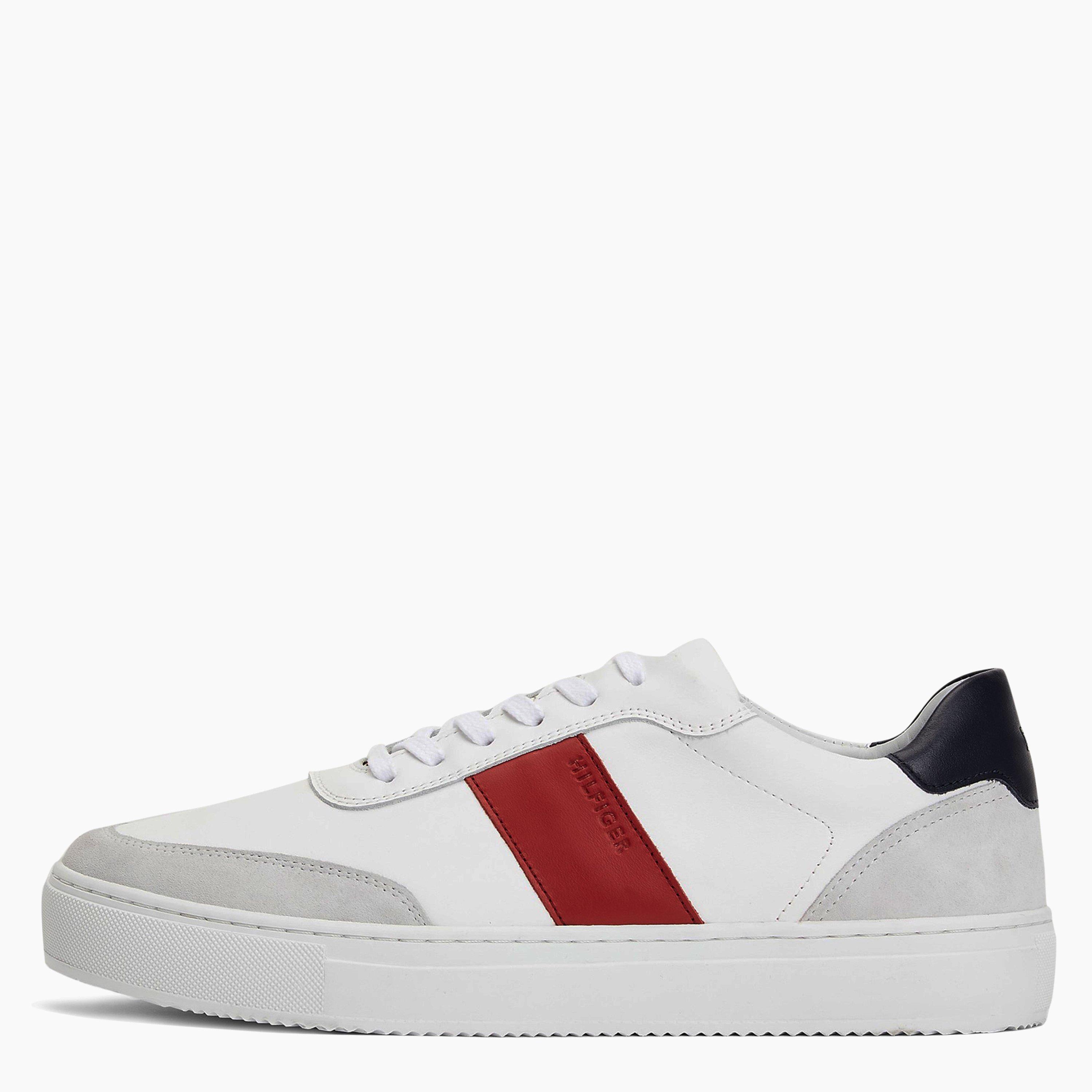 White/Red/Navy - Tommy Hilfiger - Premium Cupsole Stripe Leather - 3