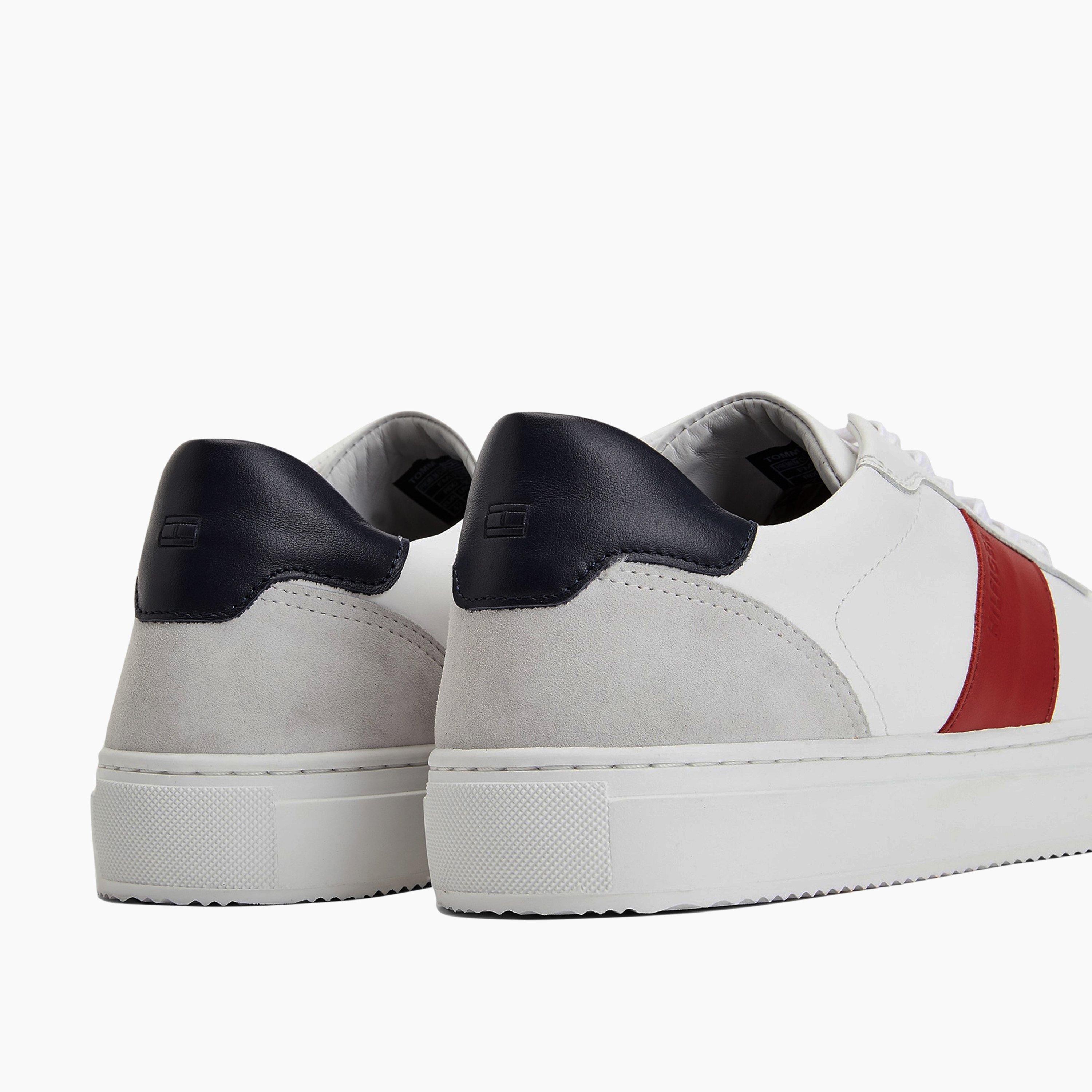 White/Red/Navy - Tommy Hilfiger - Premium Cupsole Stripe Leather - 4