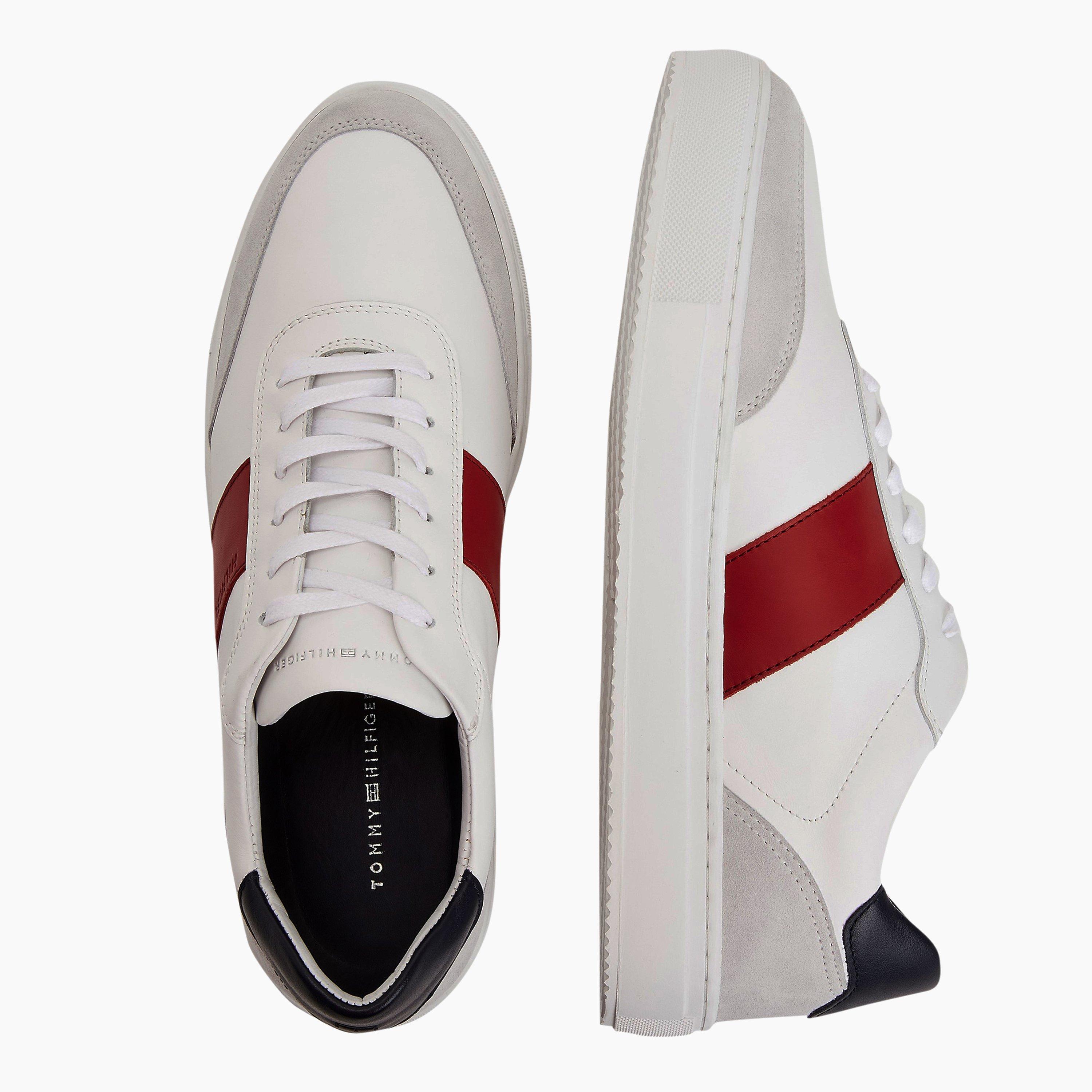 White/Red/Navy - Tommy Hilfiger - Premium Cupsole Stripe Leather - 5