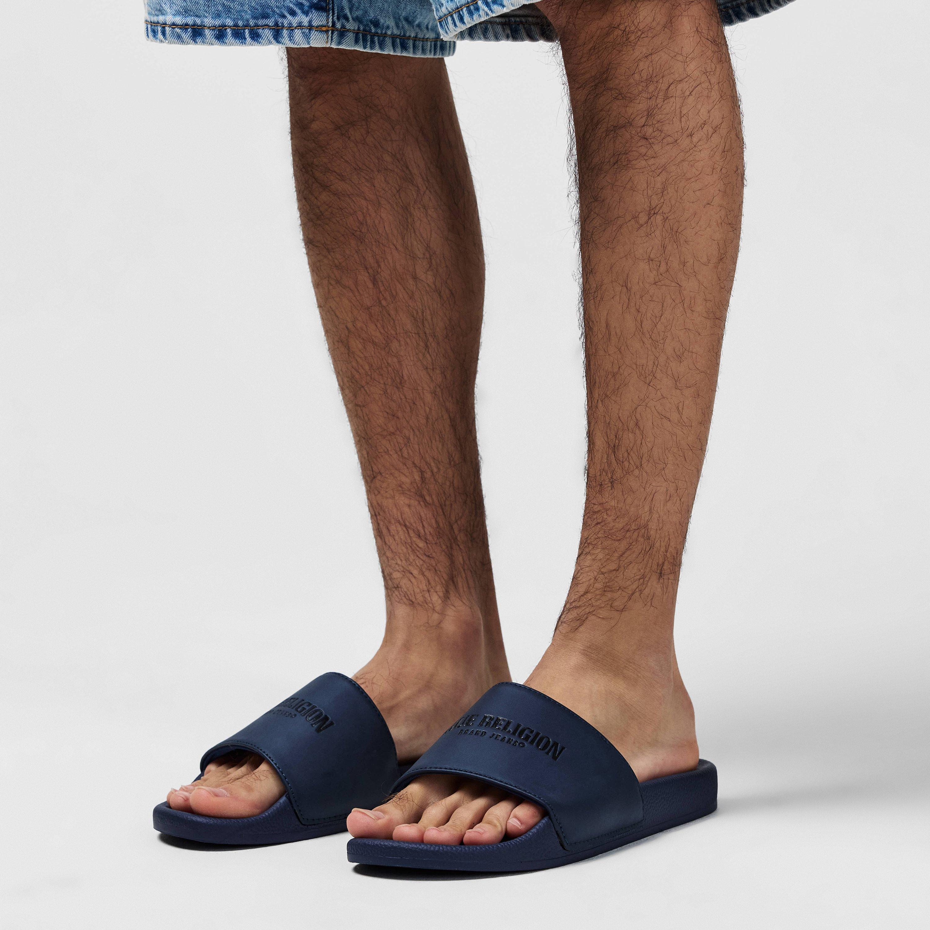 True Religion Logo Sliders Pool Shoes Sports Direct