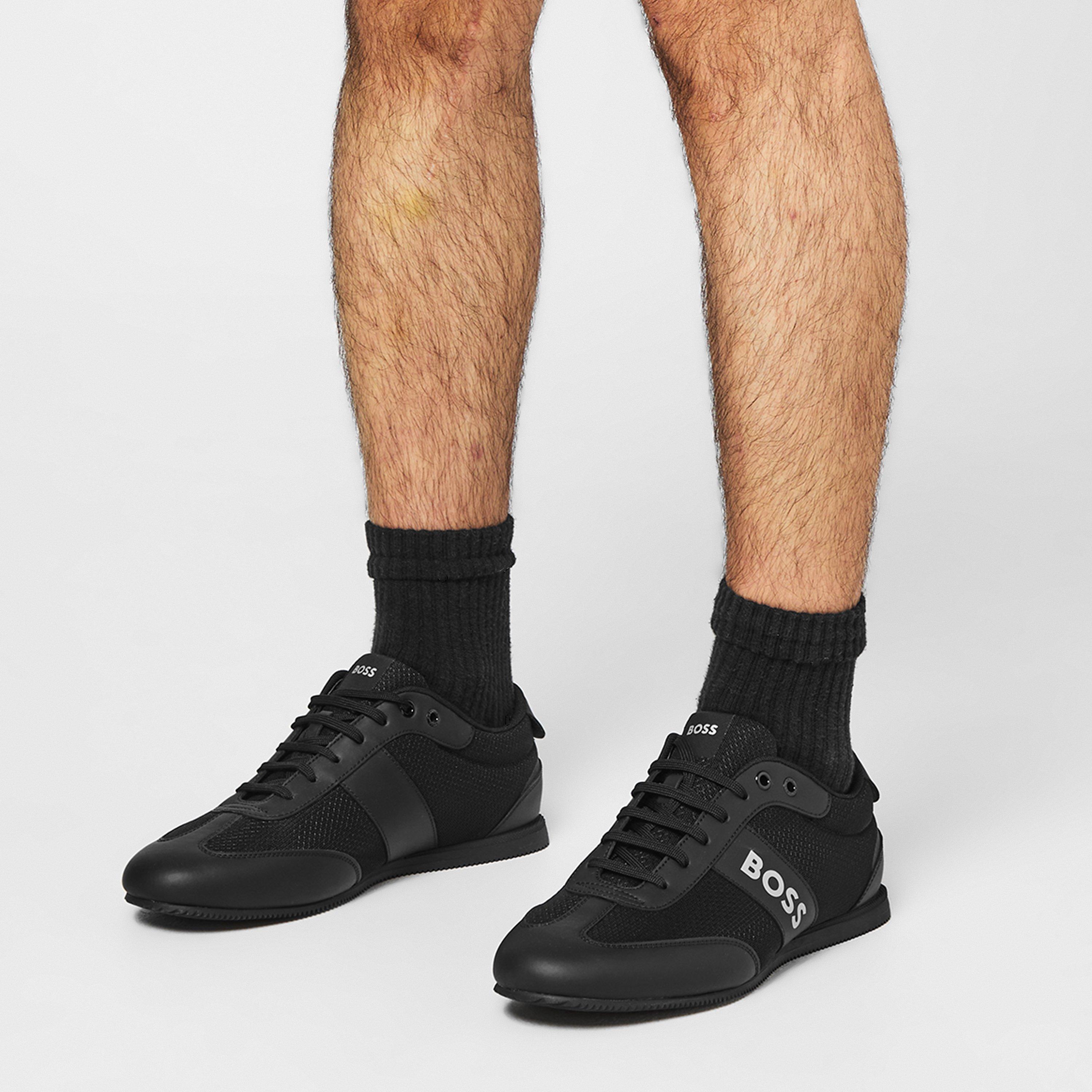 Black 001 - Boss - Men's Rusham Low Profile Collar Trainers - 2