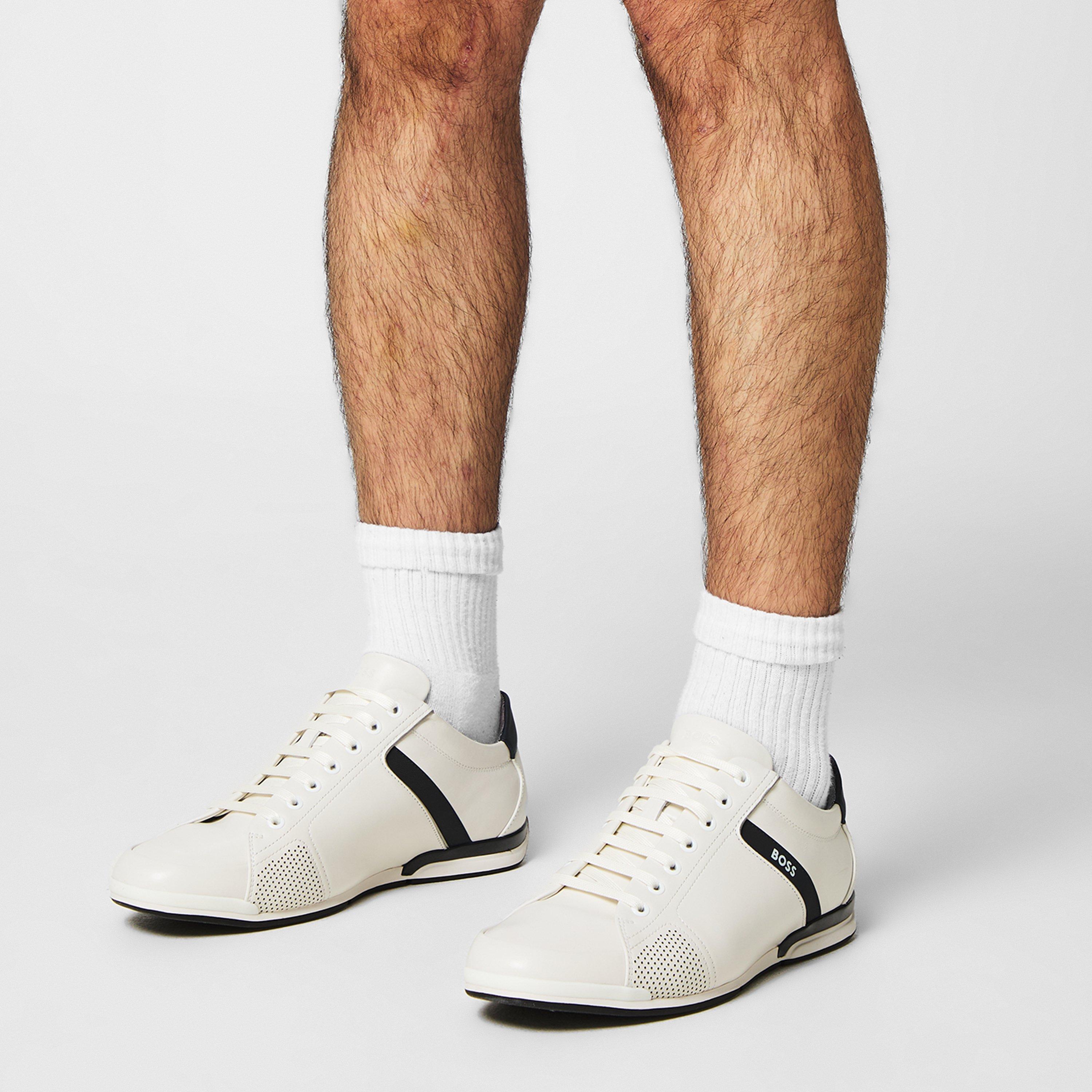 White 100 - Boss - Men's Saturn Smooth Low Top Premium Leather Trainers - 2