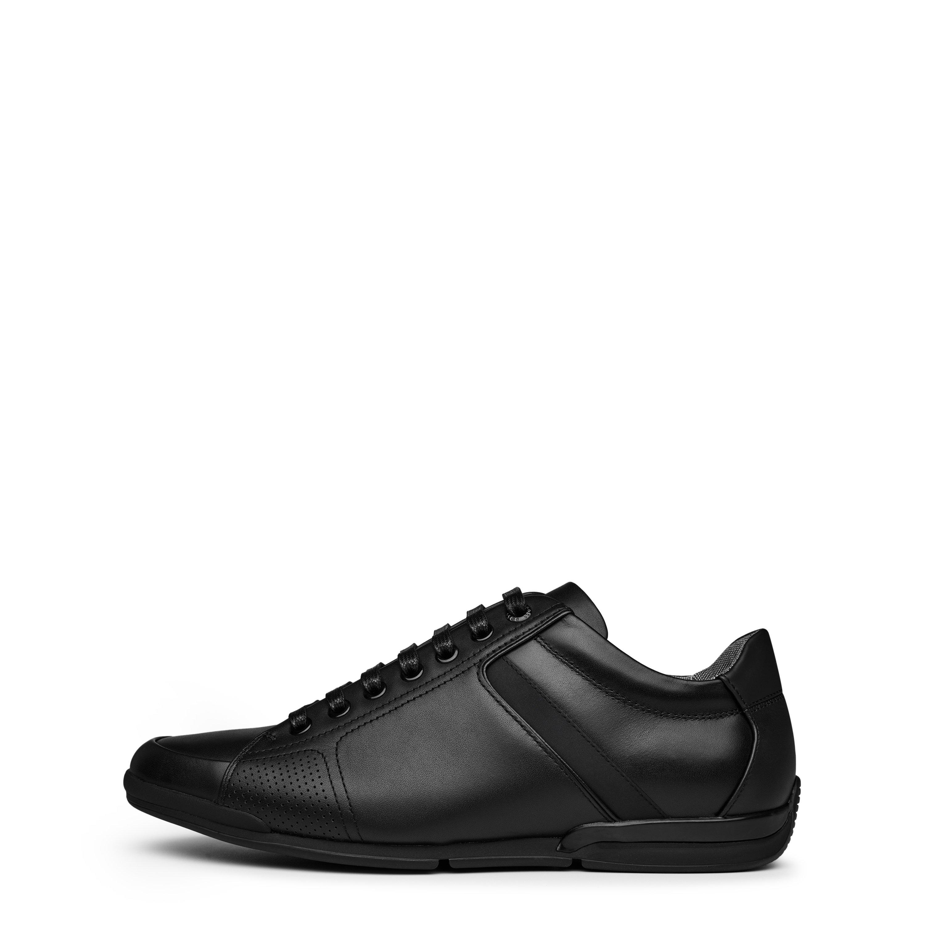 Black 001 - Boss - Men's Saturn Smooth Low Top Premium Leather Trainers - 3