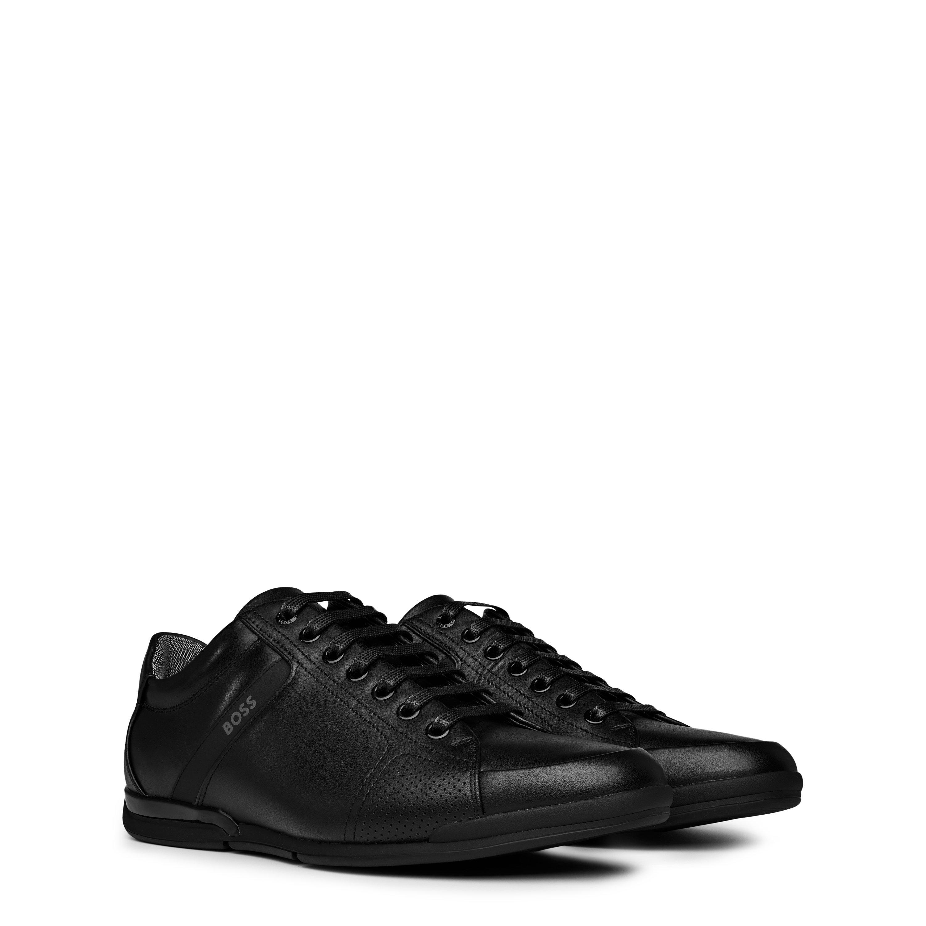 Black 001 - Boss - Men's Saturn Smooth Low Top Premium Leather Trainers - 4